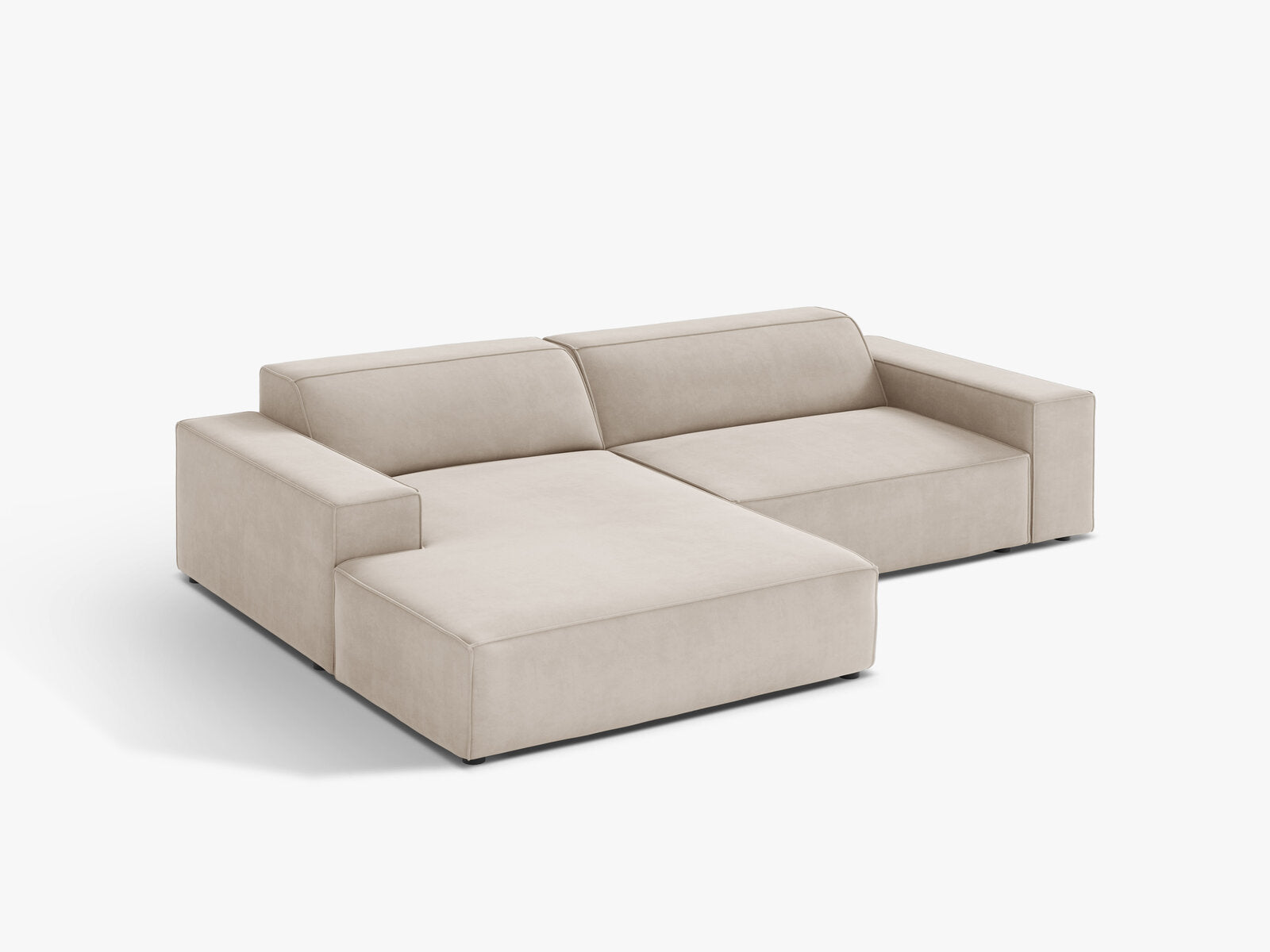 Micadoni Ecksofa Jodie 3-Sitzer Links Samt Bluvel Dunkelbeige