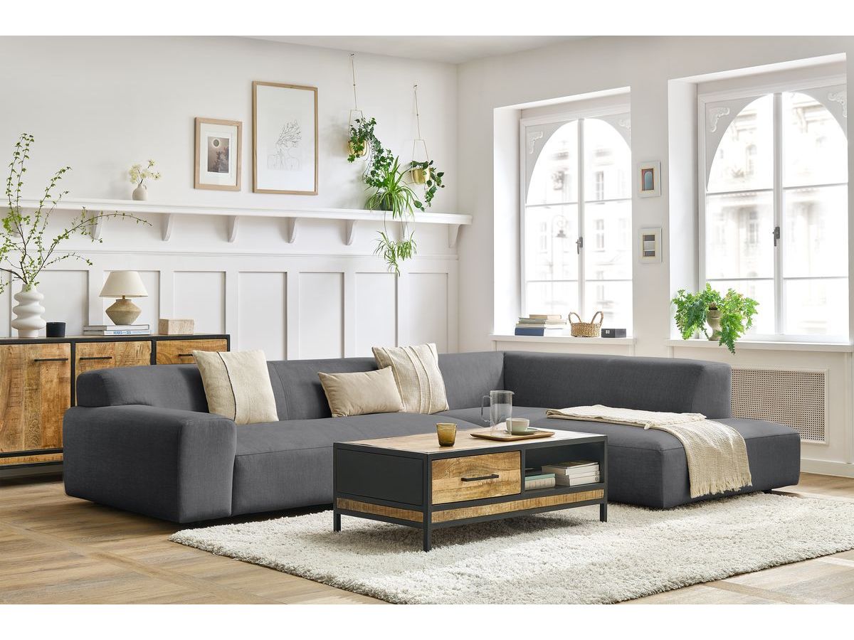 Bobochic Lavena Ecksofa 312 × 220 cm Samt Dunkelgrau Ecke rechts