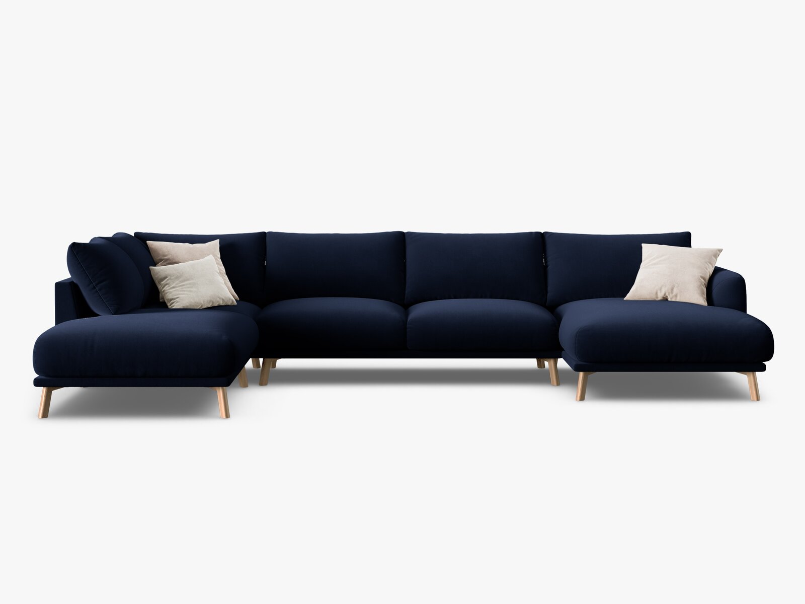 Micadoni Panorama Ecksofa Naomi 6-Sitzer Links Samt Salvador Königsblau