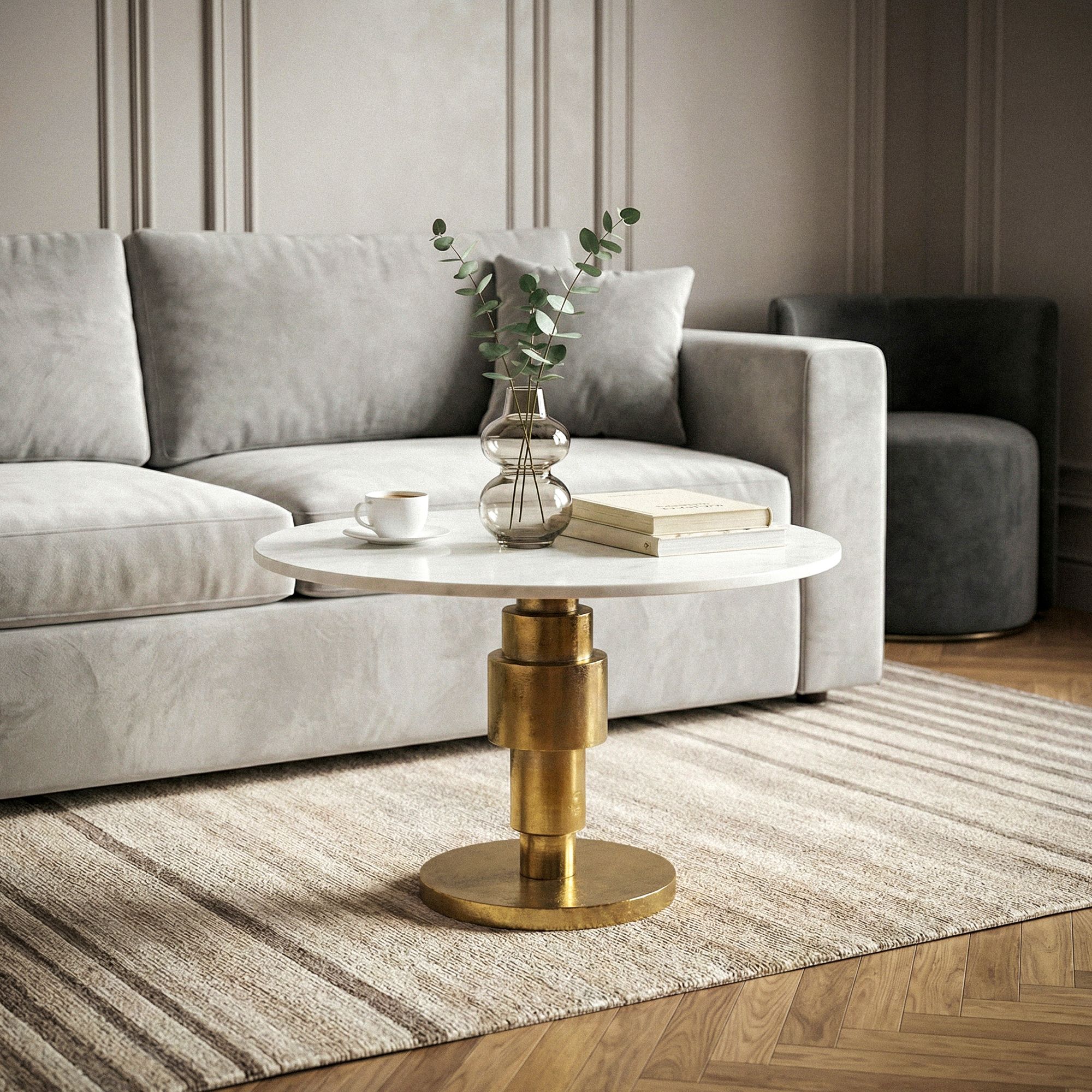 Couchtisch Sandane Marmor Weiß Höhe 39 cm