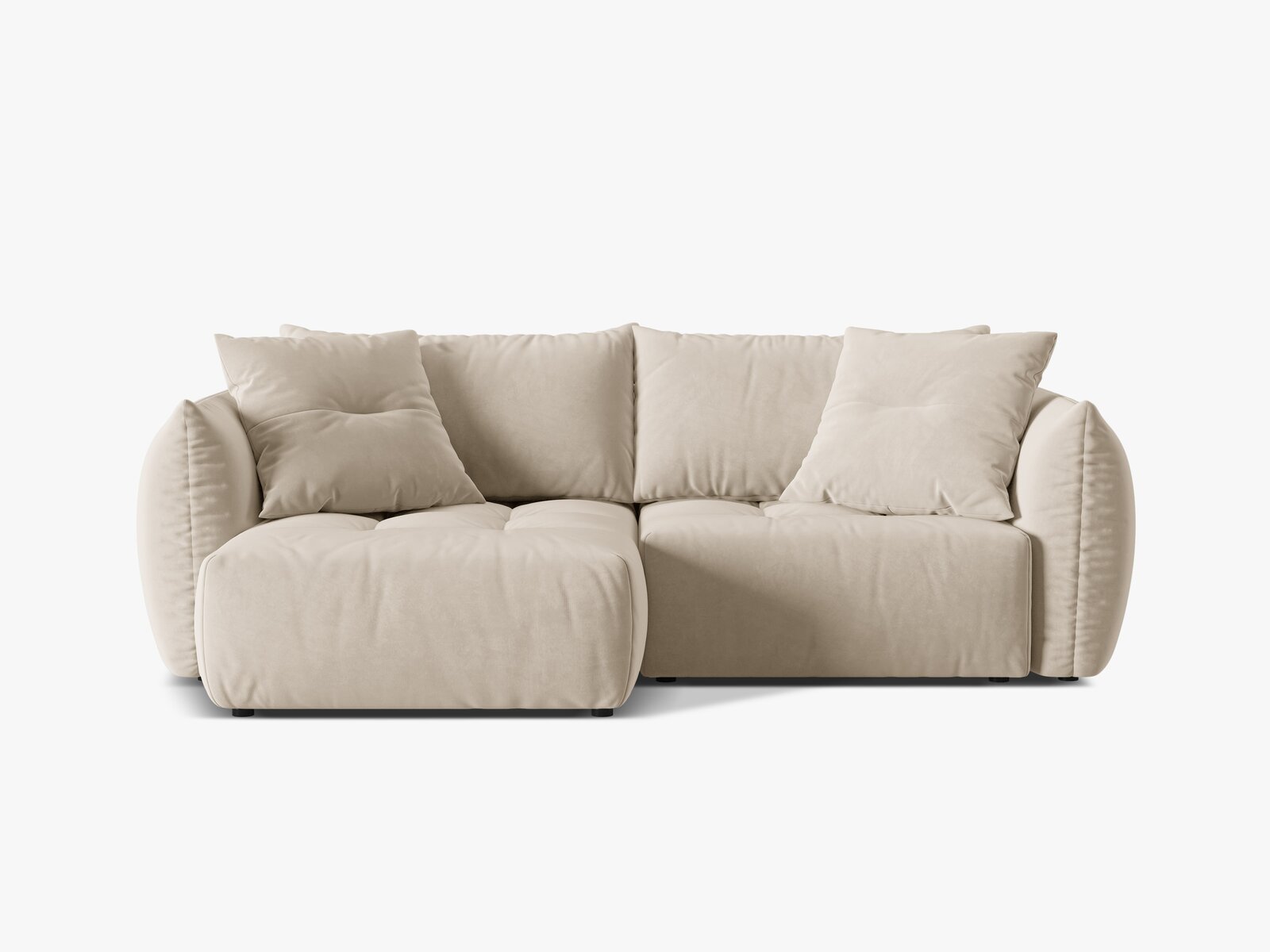 Micadoni Bloom Ecksofa 3-Sitzer mit Schlaffunktion Links Samt Casino Sand