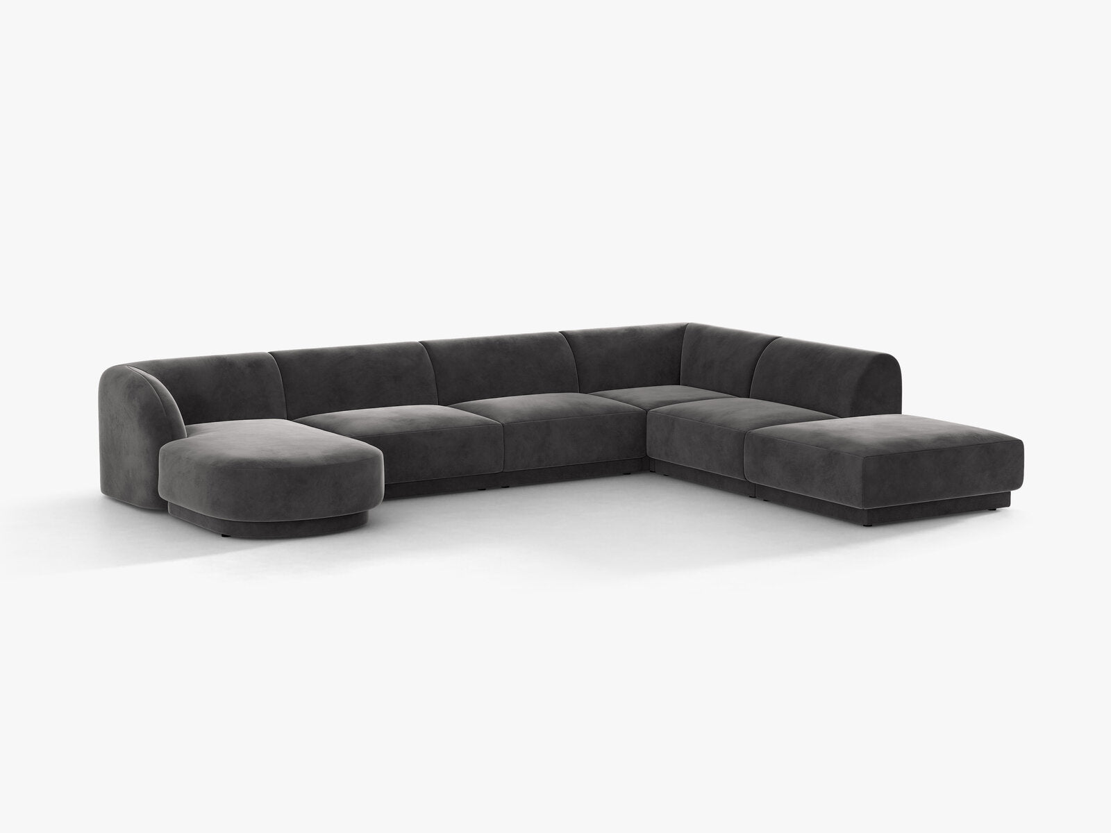 Micadoni Panorama-Ecksofa Miley 6-Sitzer Rechts Samt Bluvel Grau