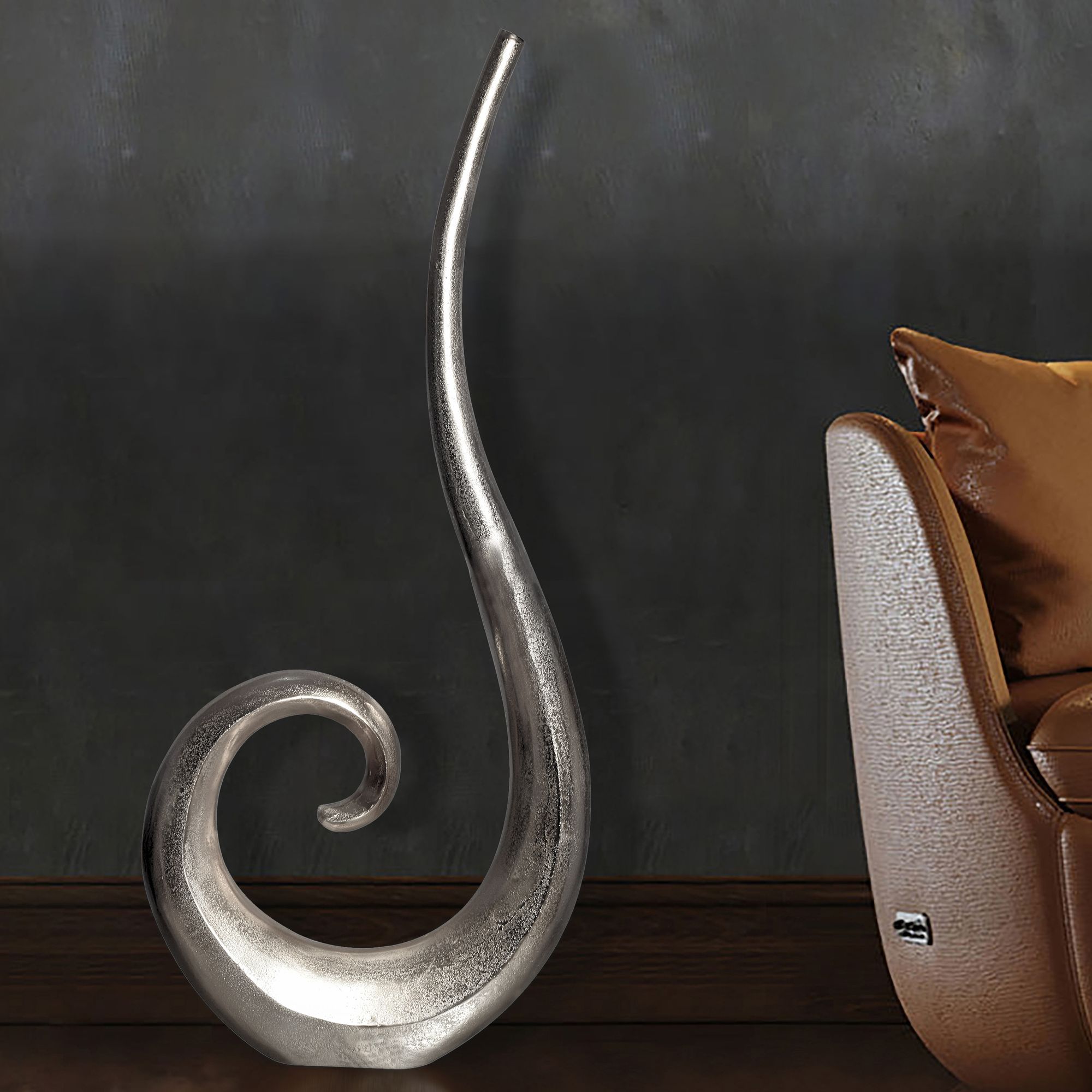 Bodenvase Hyllestad Aluminium Silber 48 × 10 × 100 cm