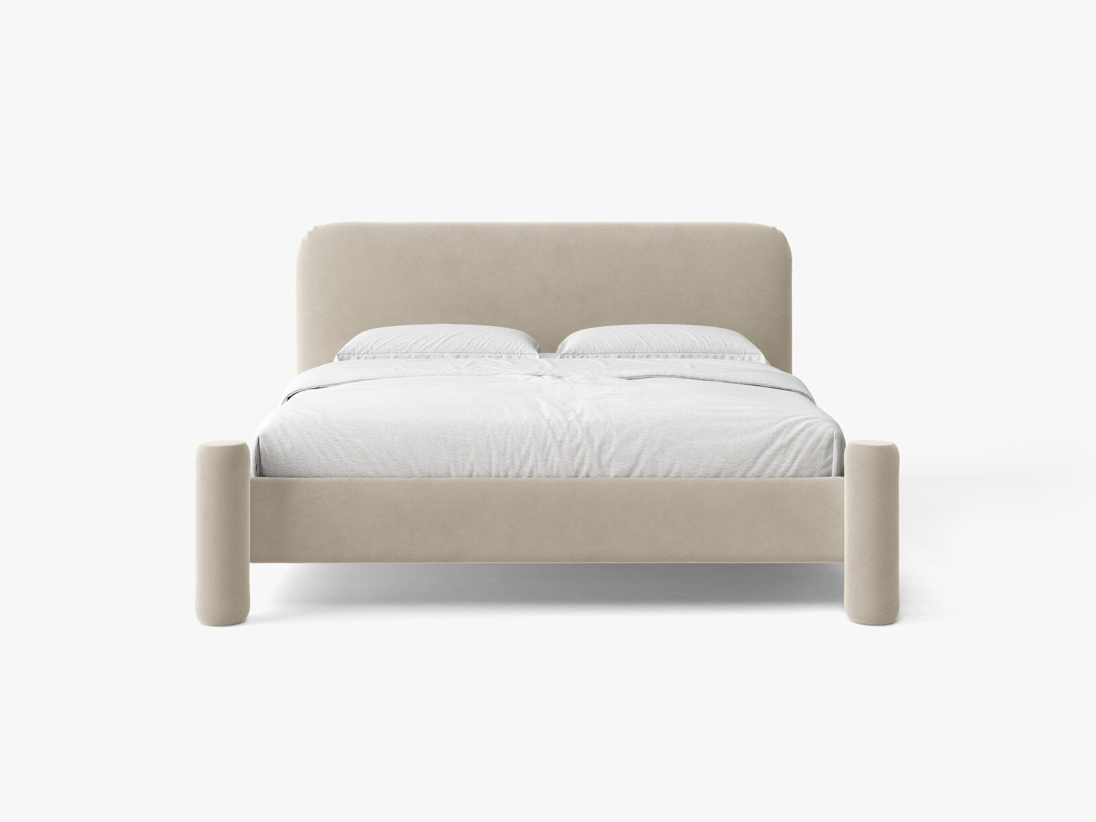 Micadoni Vera Bett mit Kopfteil Samt Casino Helles Beige 140x200