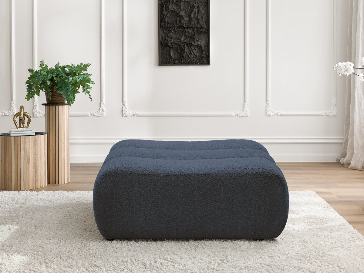 Bobochic Azra Pouf Bouclé-Stoff Dunkelblau