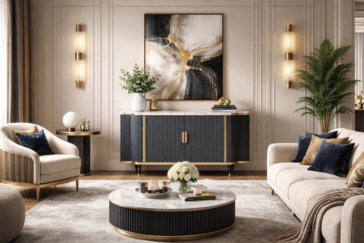 Livin Hill Sideboard Stilig Dunkles Graublau