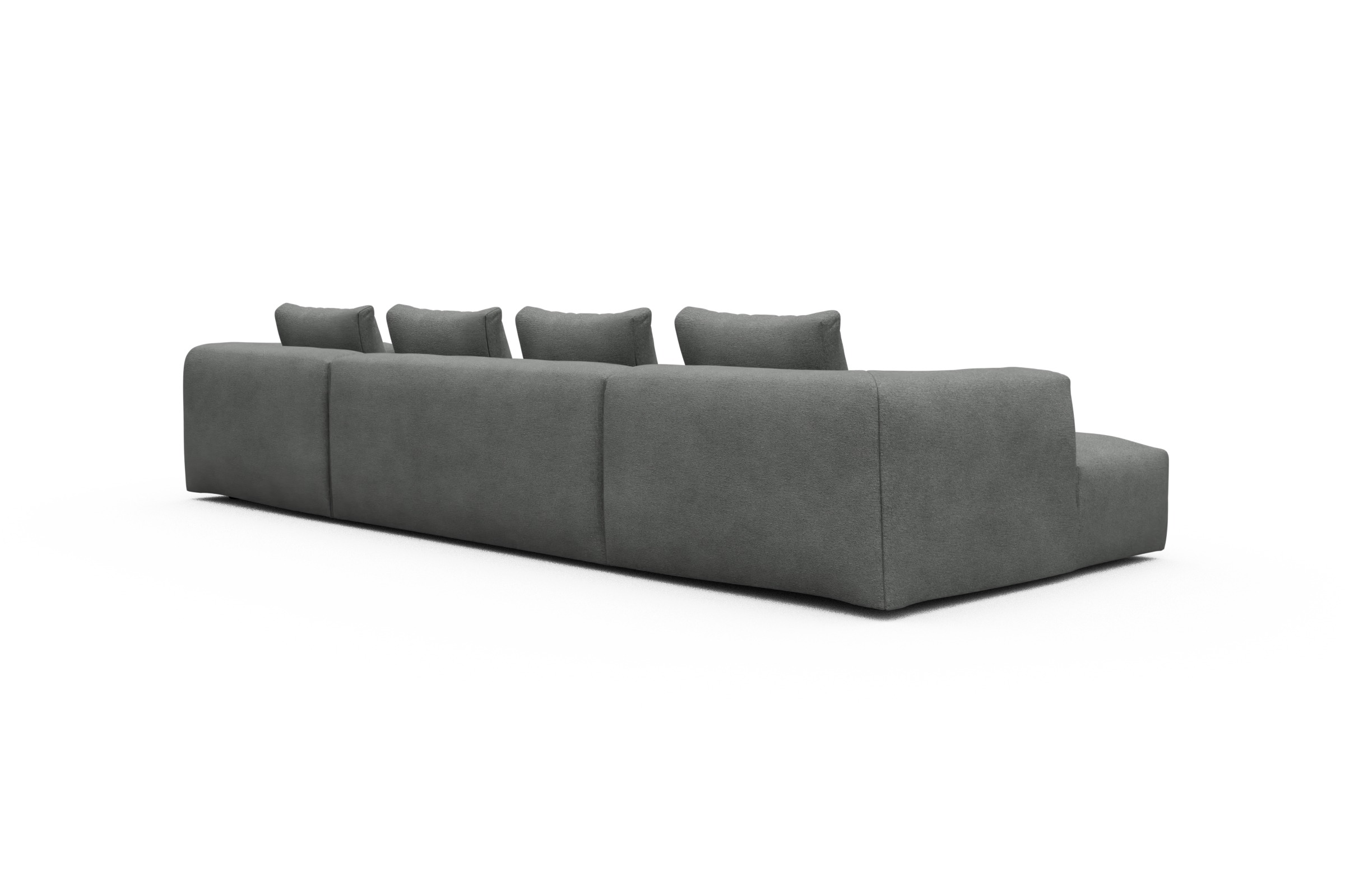 Wohnlandschaft Fred mit 2-Sitzer und Chaiselongue beidseitig Boucle-Ash-Grey