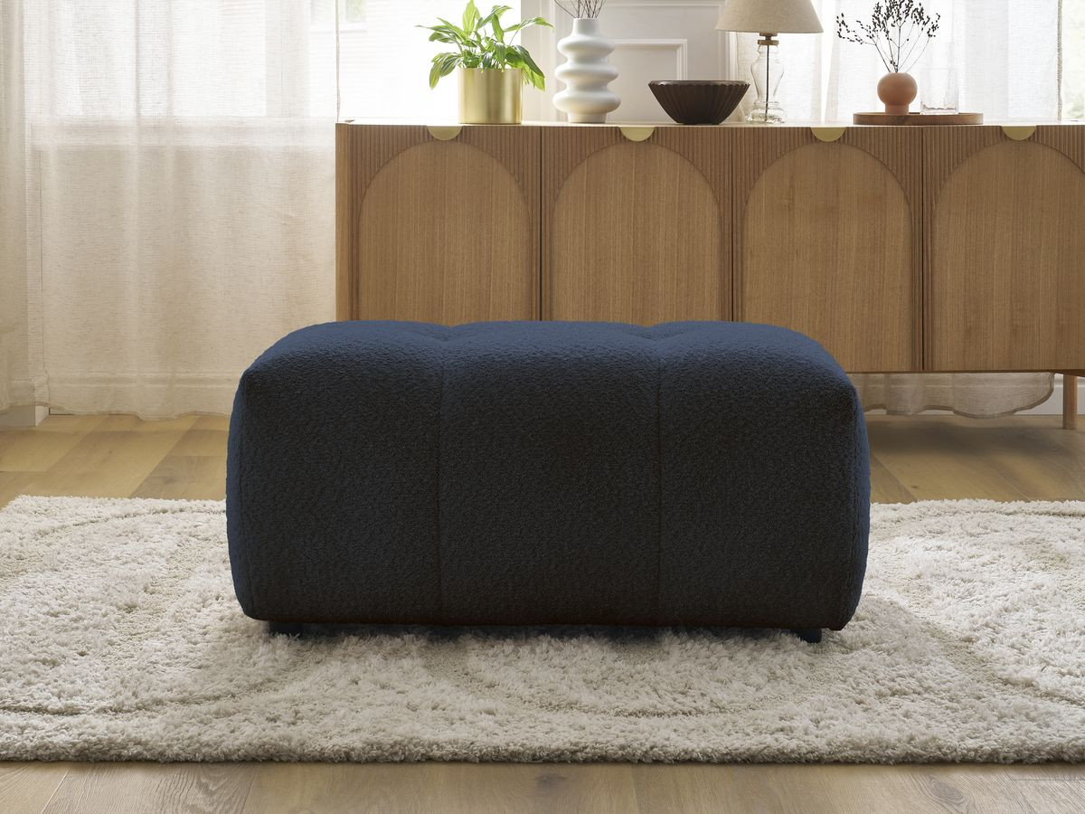 Bobochic Roxelane Pouf Bouclé-Stoff Dunkelblau