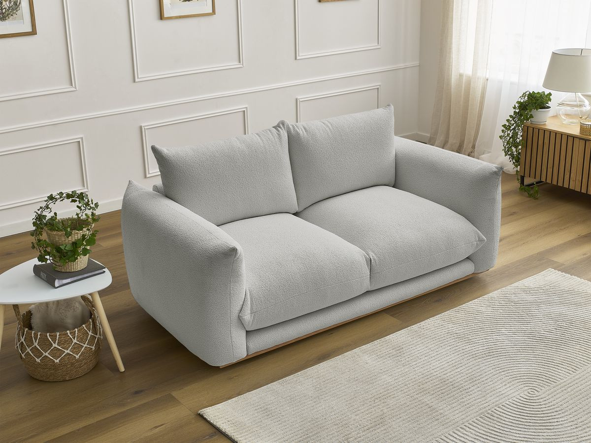 Bobochic Ernest Sofa 2-Sitzer Bouclé-Stoff Hellgrau