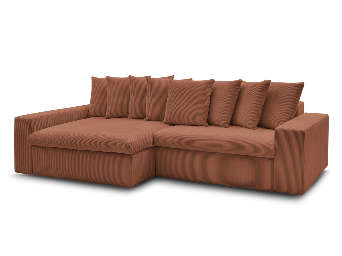Bobochic Enore Ecksofa 330 × 157 cm Cordsamt Orange Ecke links
