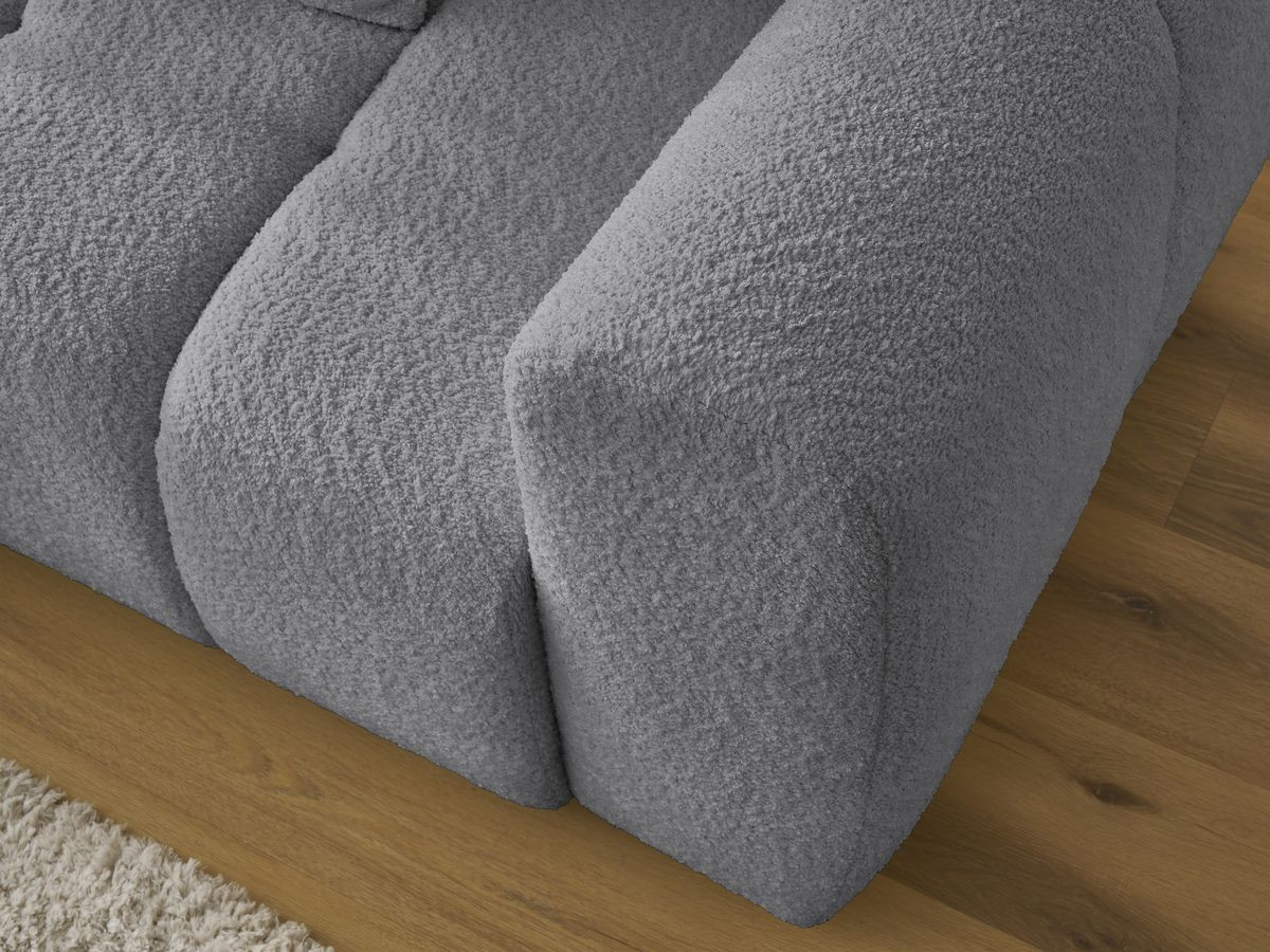 Bobochic Roxelane Ecksofa mit Schlaffunktion und Bettkasten 258 × 150 cm Bouclé-Stoff Dunkelgrau Ecke links