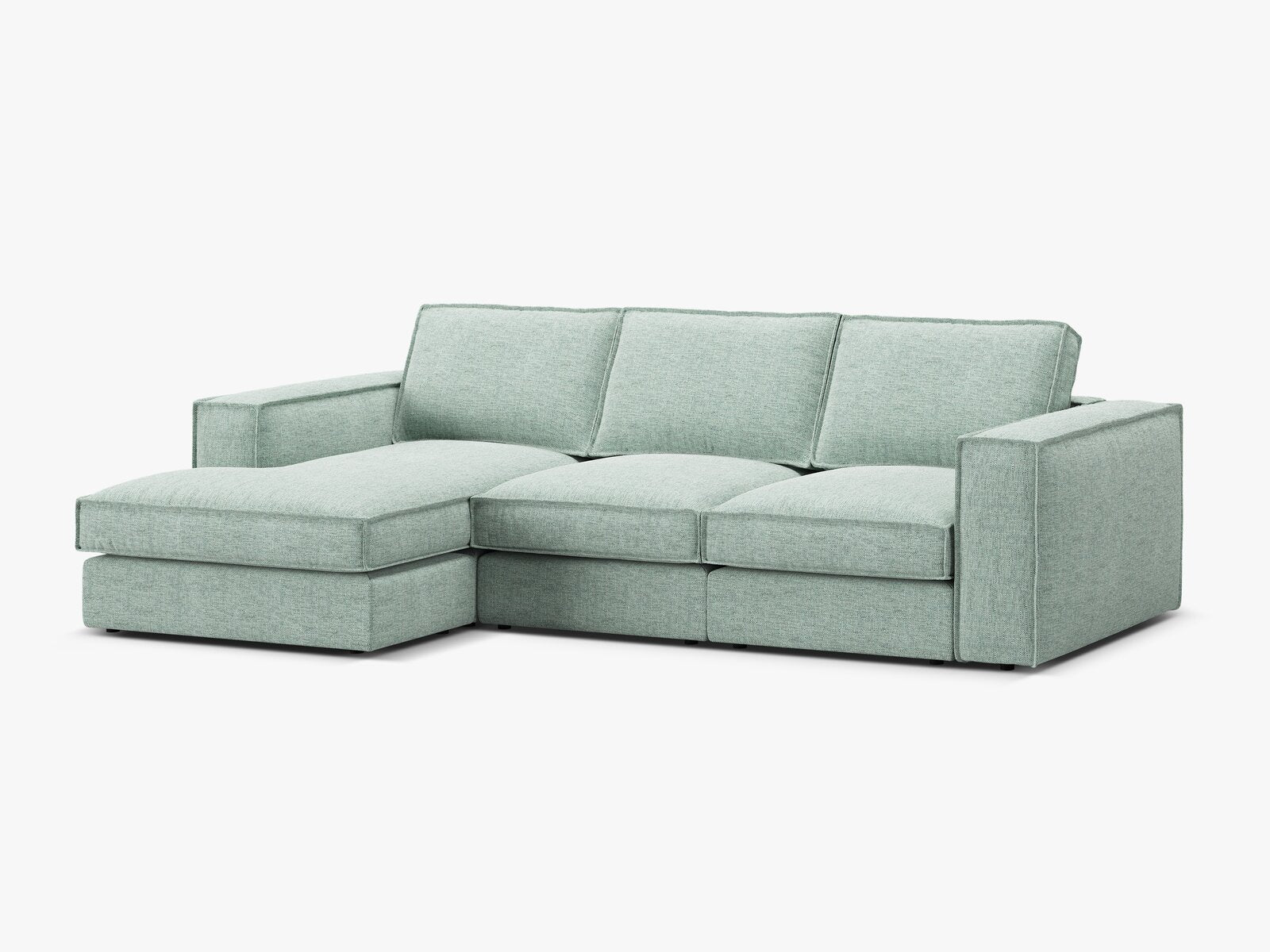 Micadoni modulares Ecksofa Pola 3-Sitzer Links Strukturierter Stoff Babel Minze