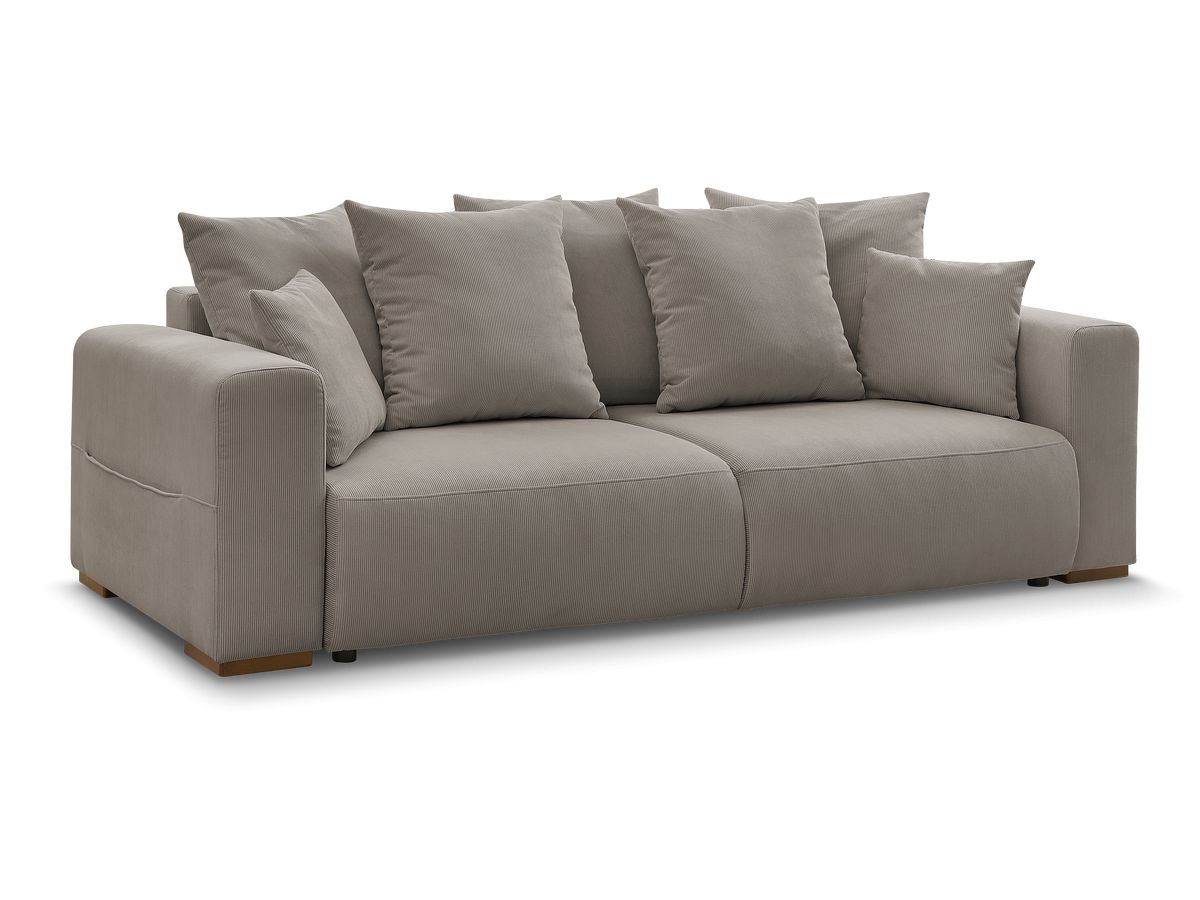 Bobochic Sidonie Schlafsofa 3-Sitzer mit Bettkasten Cordsamt Taupe