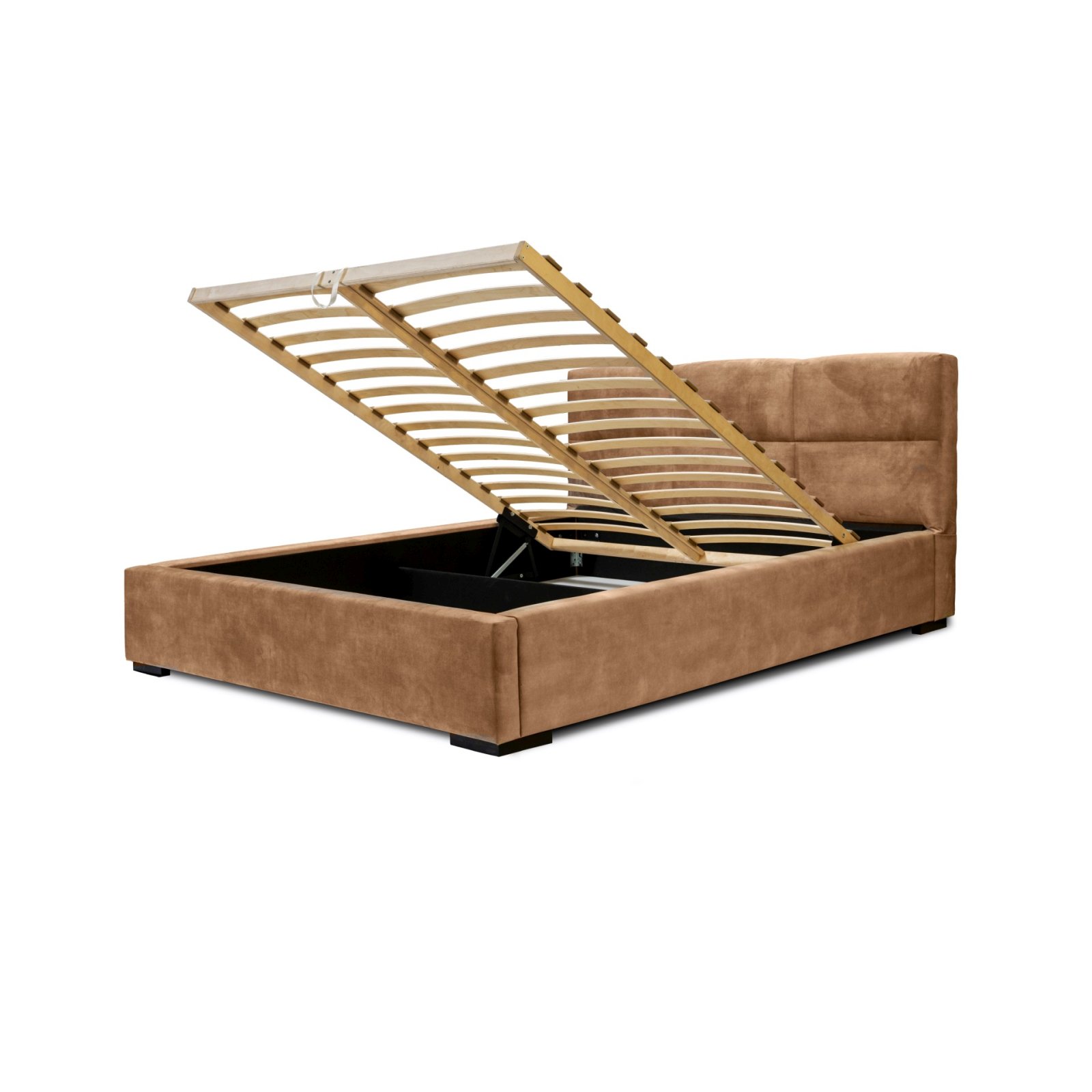 Polsterbett Portoza Samtstoff 140x200 mit Holzrahmen Macau Terra