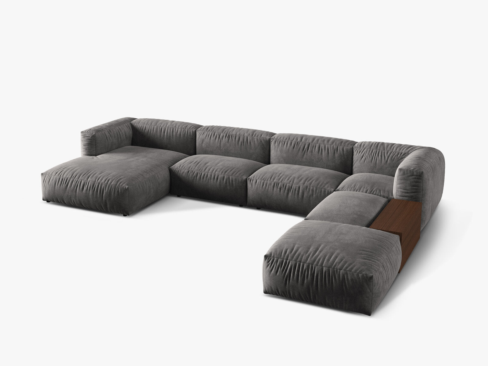 Micadoni Panorama-Ecksofa Martina 5-Sitzer Rechts Samt Grau