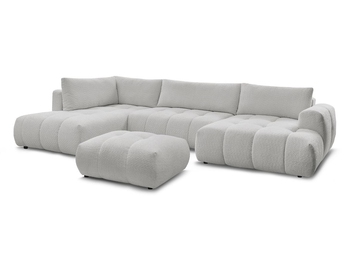 Bobochic Fuji Wohnlandschaft mit Pouf Bouclé-Stoff Hellgrau Ecke rechts