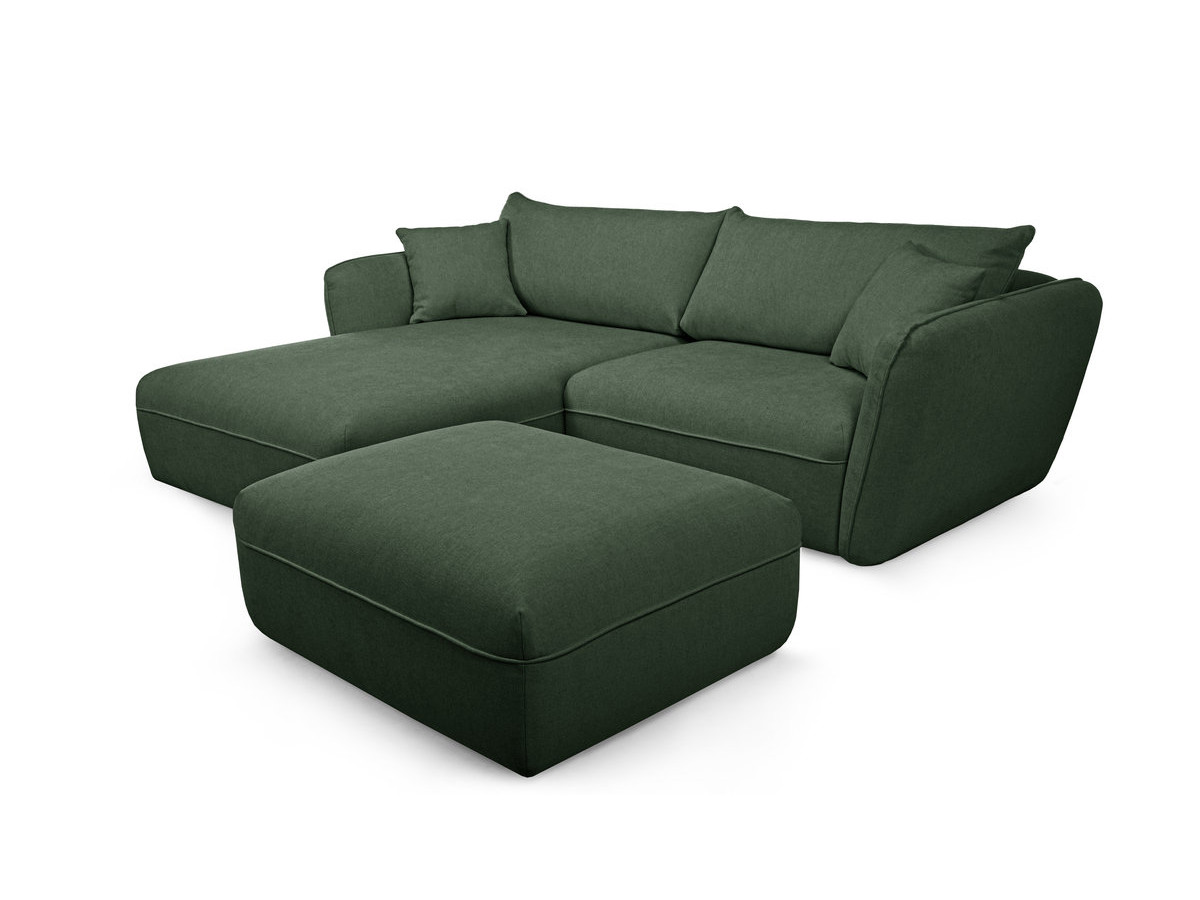 Bobochic Luigi Ecksofa mit Pouf Strukturstoff Grün Ecke links