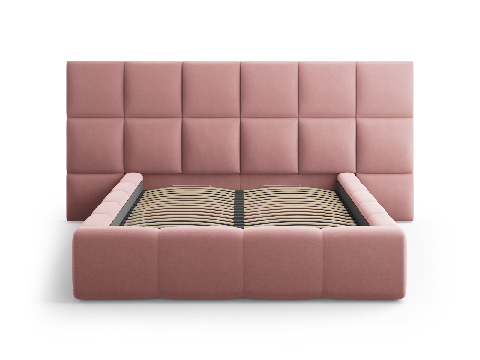 Cosmopolitan Design Stauraumbett mit doppeltem Kopfteil Livigno 200x200 Samt Bluvel Rosa