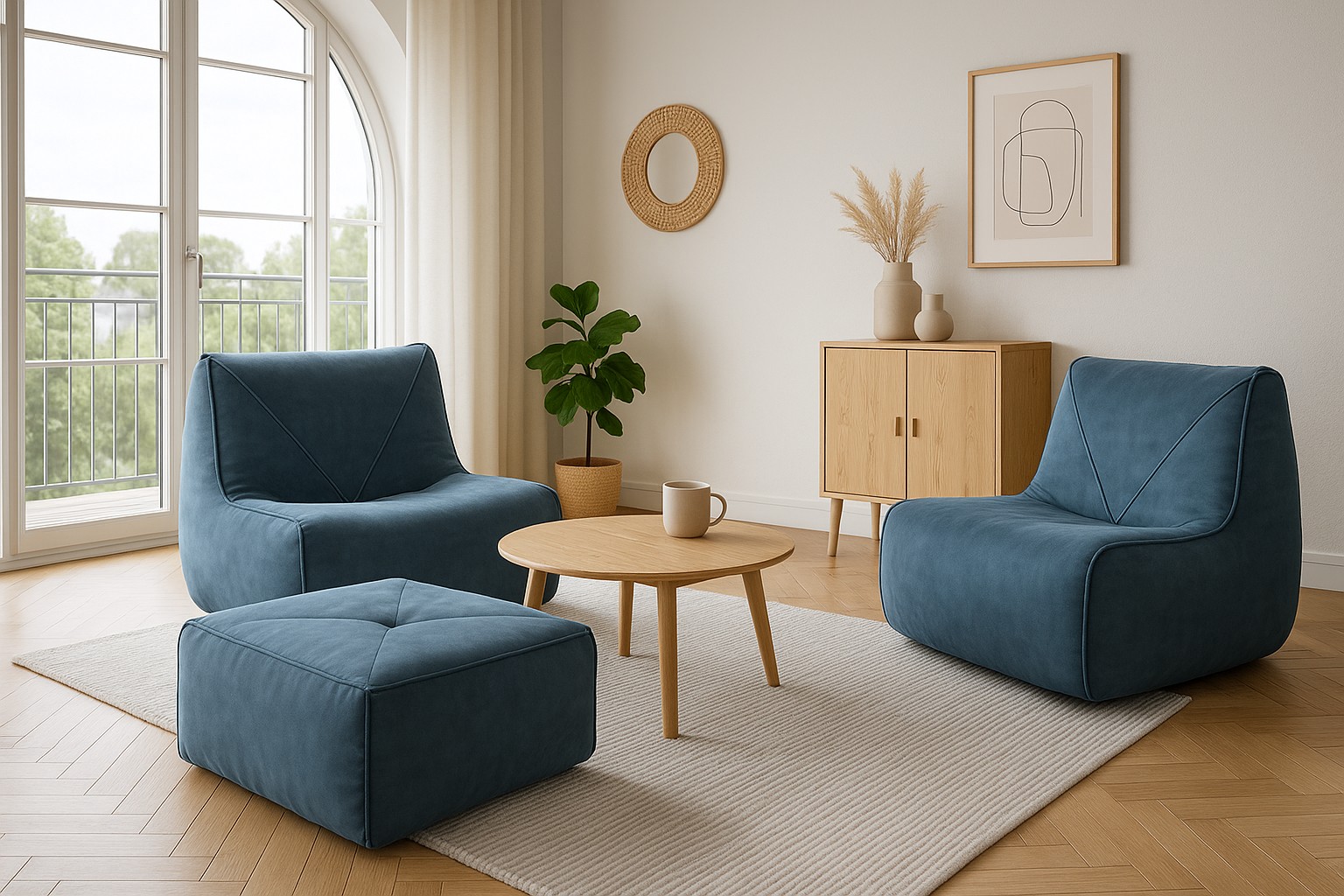 Livin Hill Sessel mit Fußhocker Nua Saphirblau