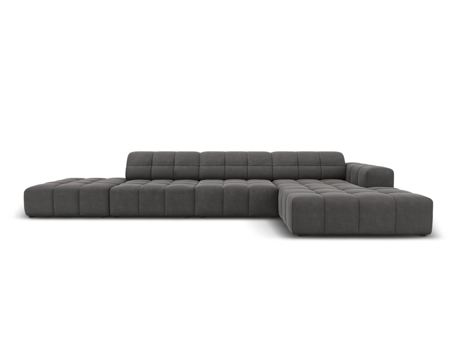 Cosmopolitan Design Ecksofa Chicago 5-Sitzer offen Samt Bluvel Grau Rechts