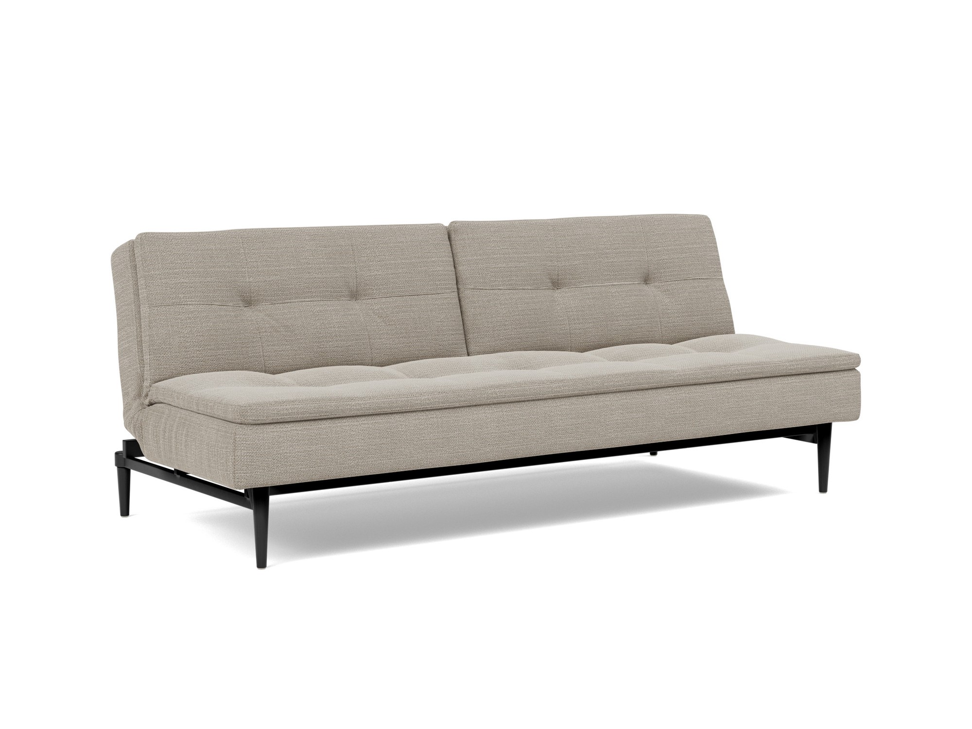 Schlafsofa Dublexo Strukturierter Stoff Kenya 579-Gravel Beine Styletto Eiche schwarz