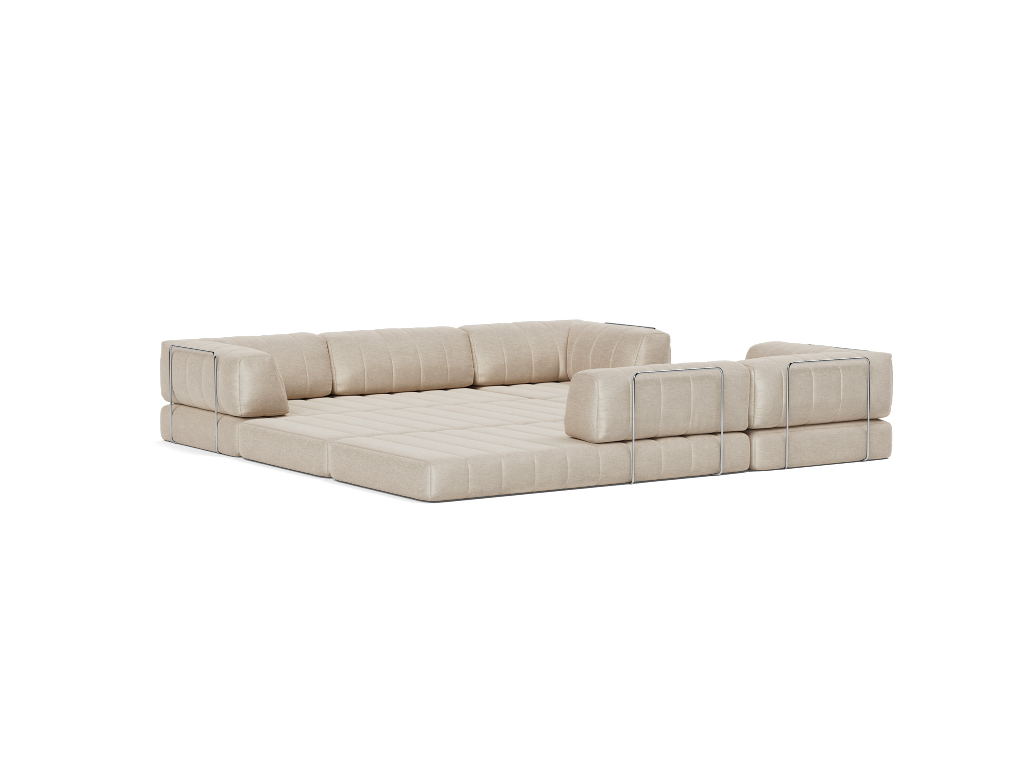 Eck-Schlafsofa CozyPad mit Armlehnen Flachgewebe Phobos 586-Latte