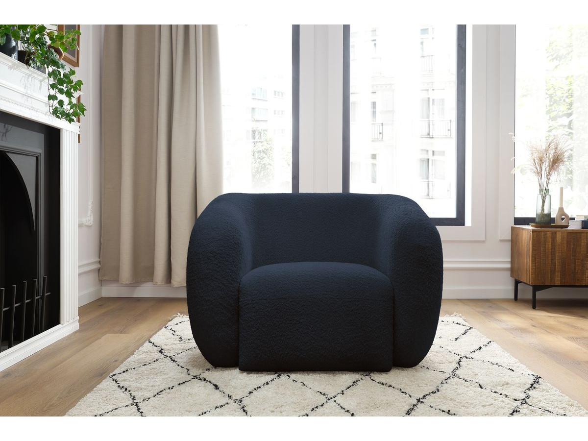 Bobochic Celine Sessel Bouclé-Stoff Dunkelblau
