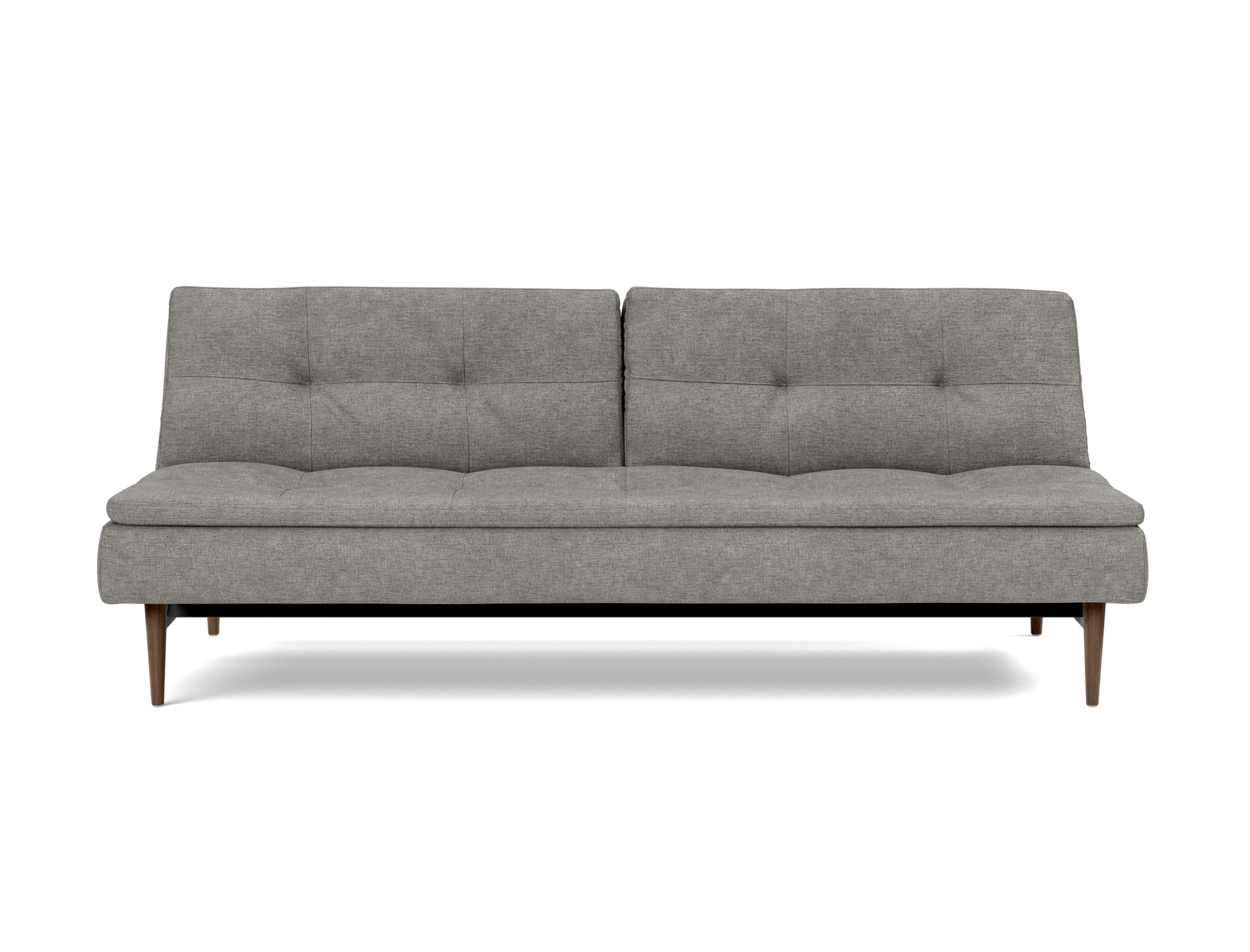 Schlafsofa Dublexo Flachgewebe Avella 282-Warm-Grey Beine Styletto Eiche dunkel