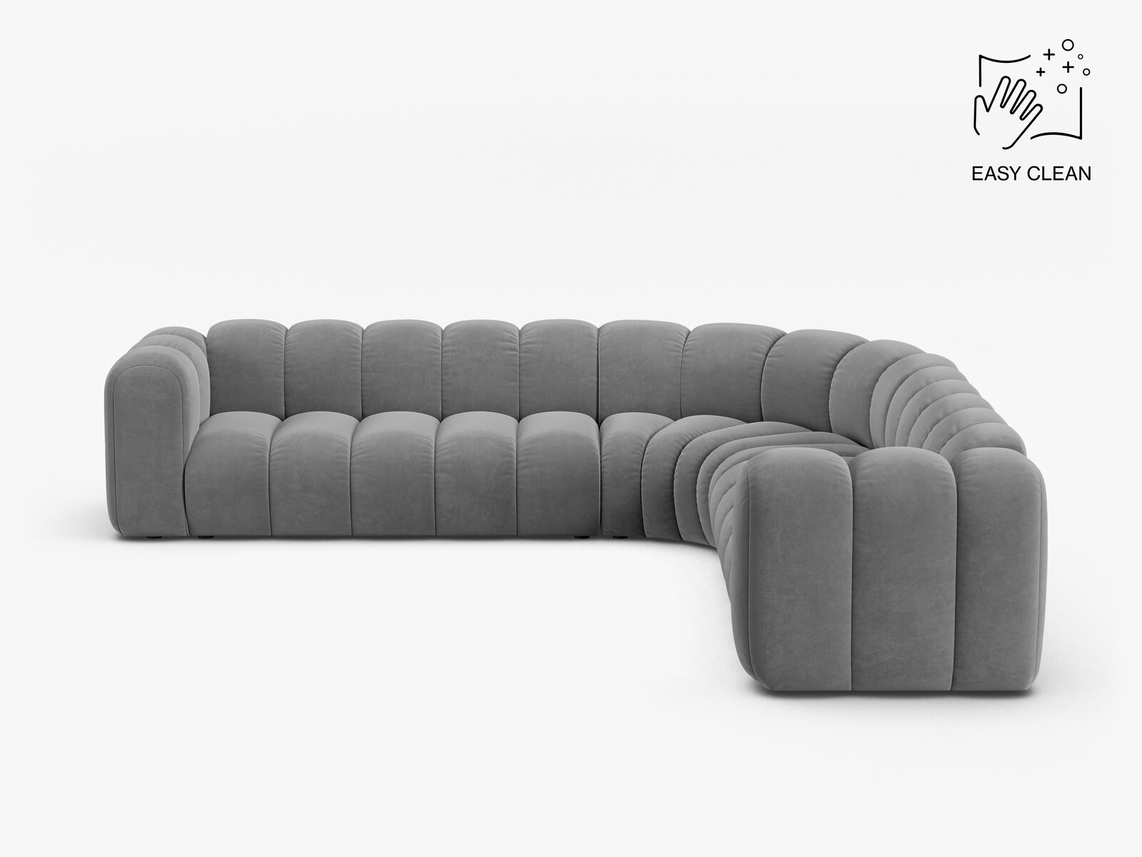 Micadoni symmetrisches Ecksofa Lupine 5-Sitzer  Samt Venus Hellgrau