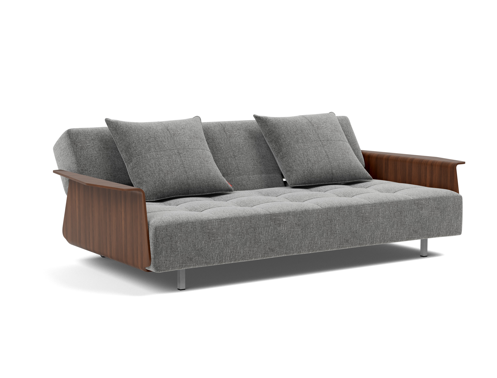 Schlafsofa Long Horn D.E.L. mit Armlehnen Strukturierter Stoff Twist 563-Charcoal