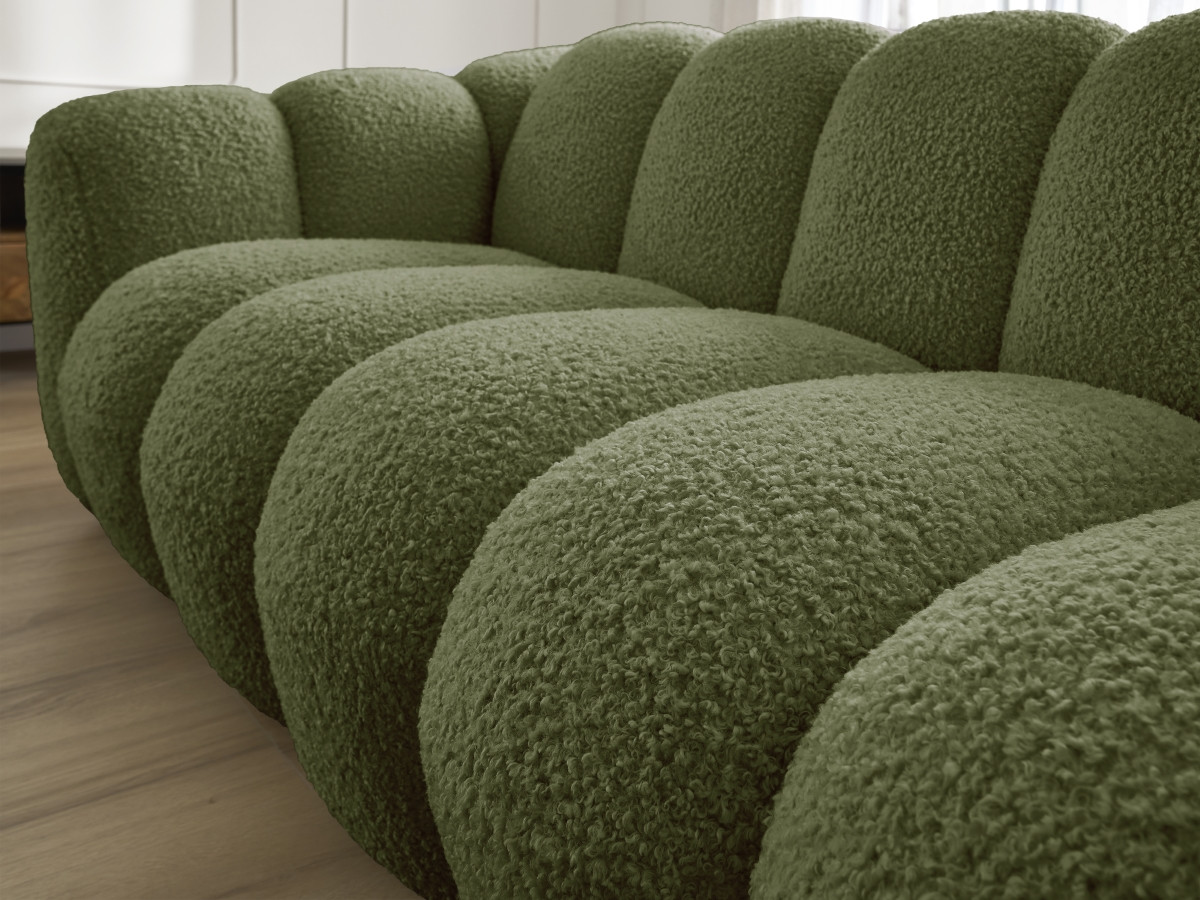 Bobochic Hippolyte Sofa 3-Sitzer Bouclé-Stoff Grün