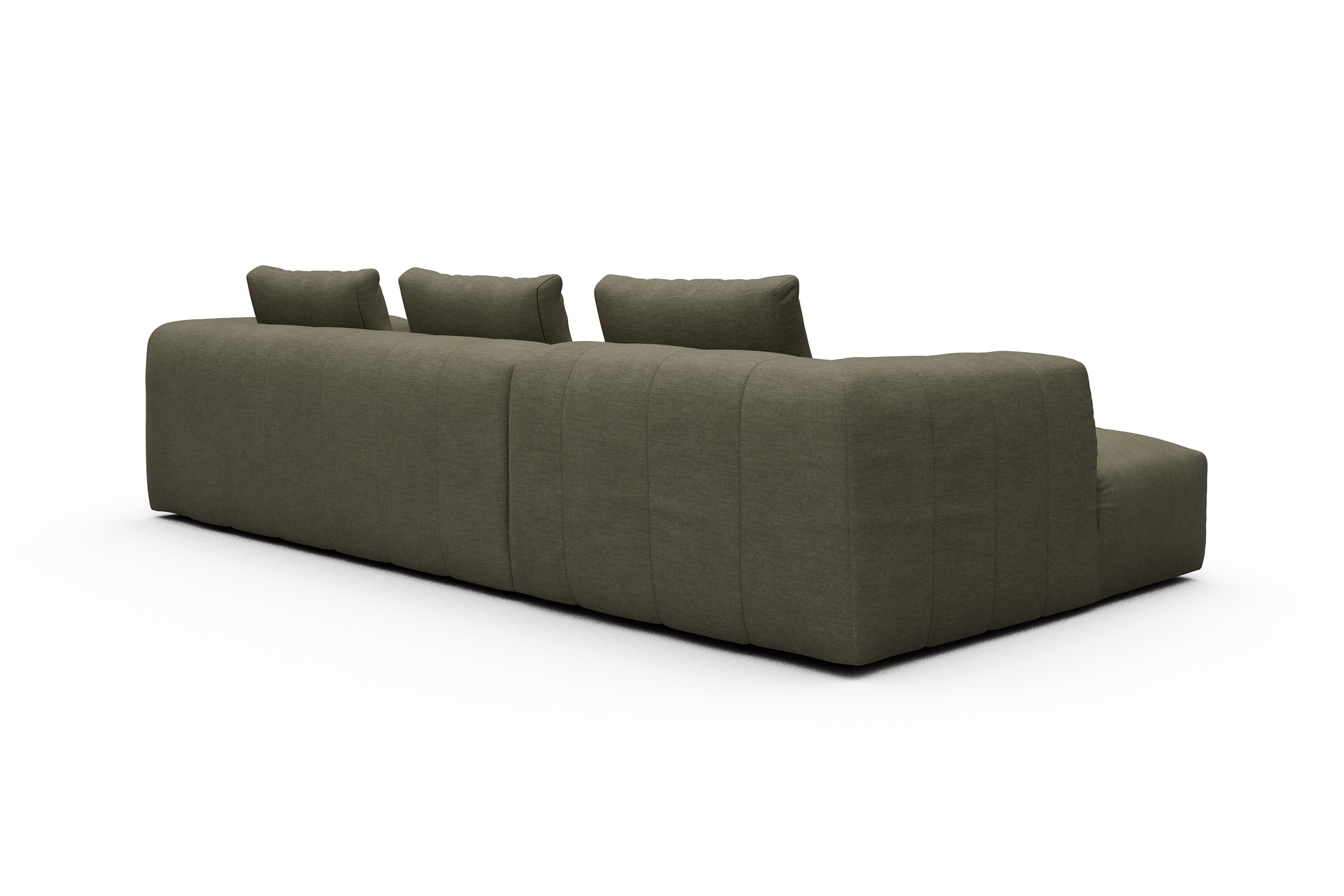 Ecksofa Hugo 2,5-Sitzer Armlehne rechts mit Chaiselongue Vivus-Dusty-Olive