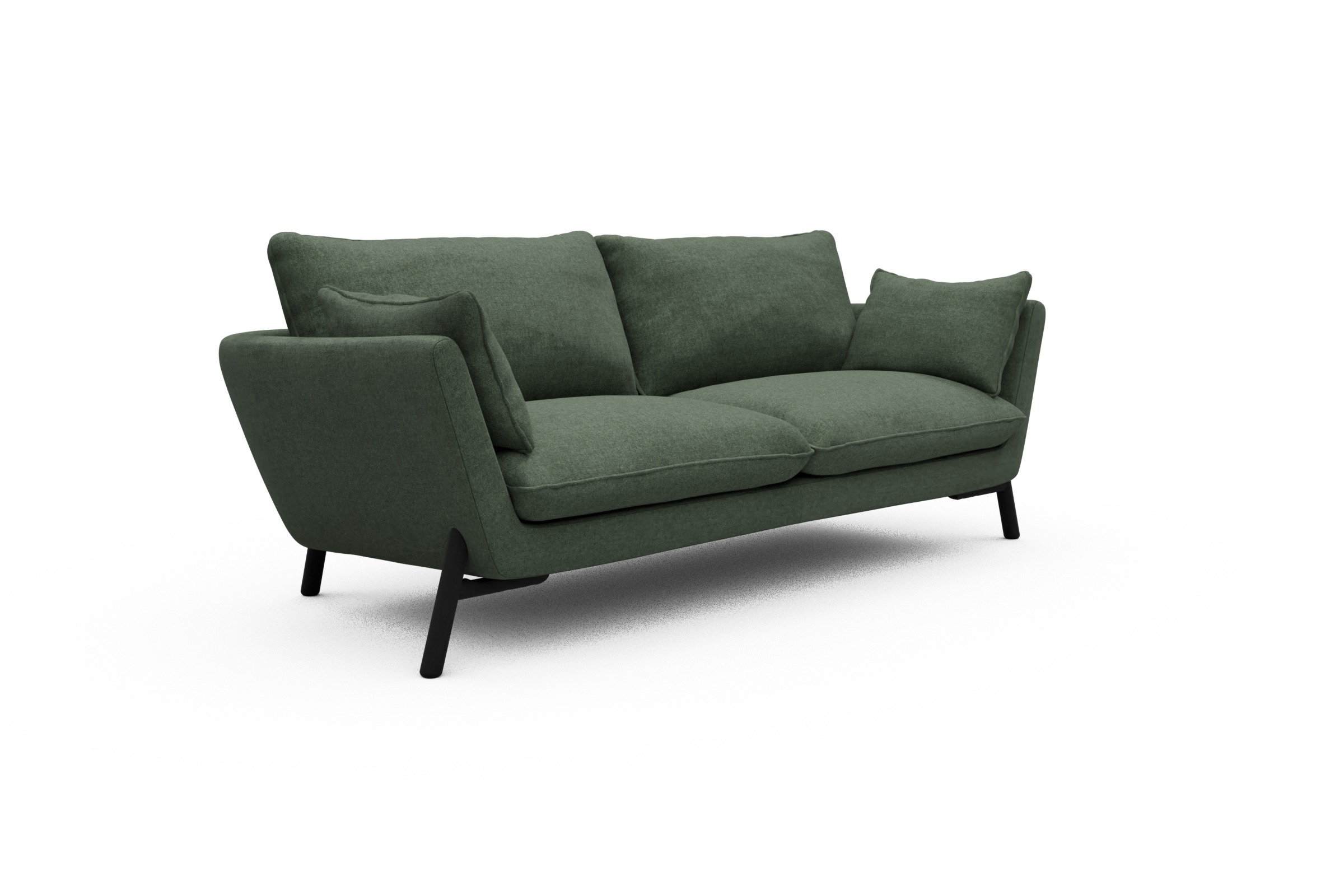 Sofa Emil 3-Sitzer Beinfarbe Eiche Schwarz Casone-Forest-Green