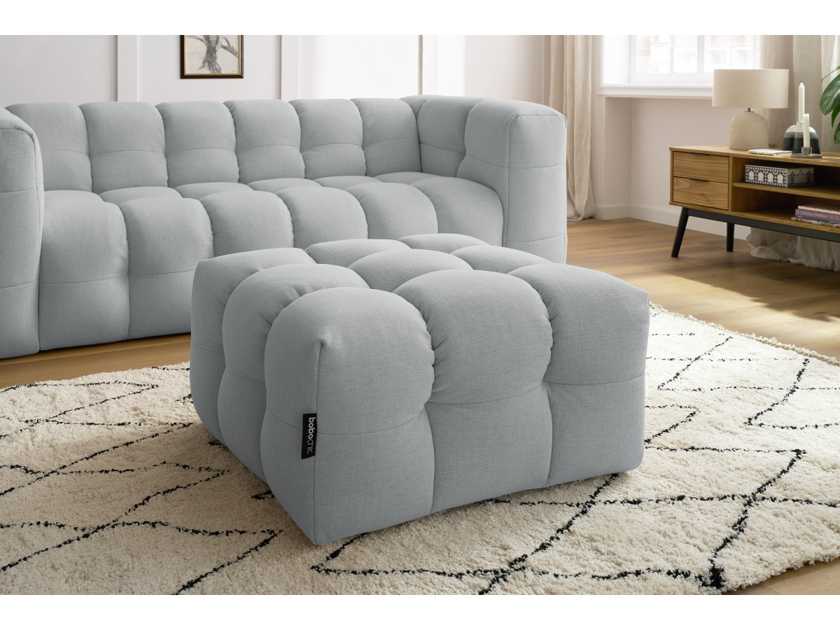 Bobochic Cloud Sofa 4-Sitzer mit Pouf Stoff Hellgrau