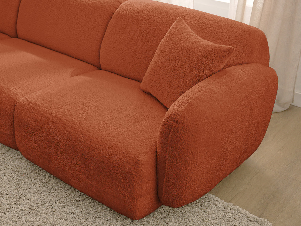 Bobochic Anda Ecksofa mit Pouf 292 × 163 cm Chenille Orange Ecke links