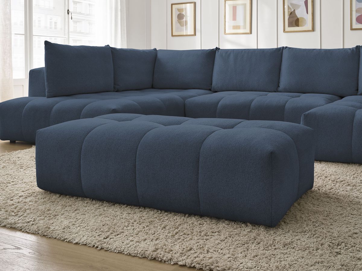 Bobochic Everest Wohnlandschaft mit Pouf, 6 Kissen Melange-Stoff Dunkelblau Ecke rechts