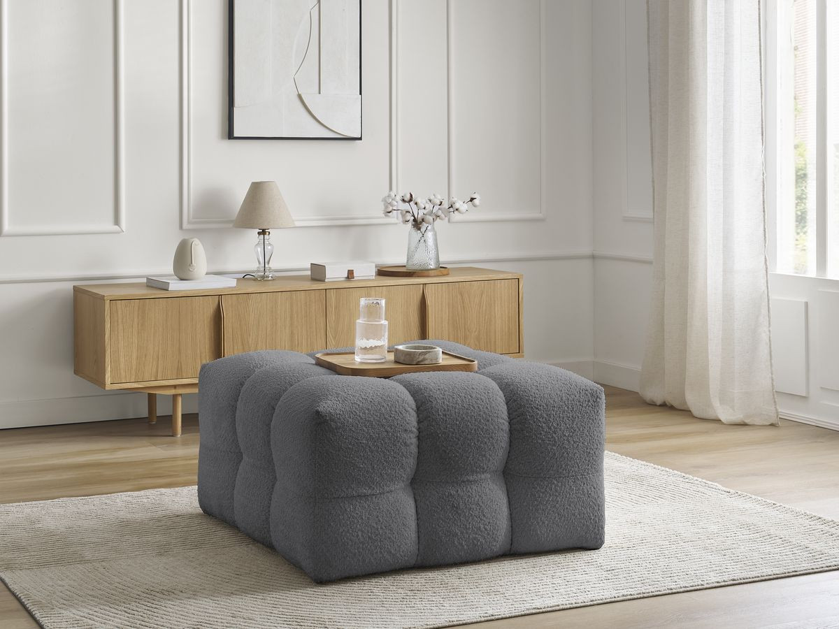 Bobochic Cloud Pouf Bouclé-Stoff Dunkelgrau