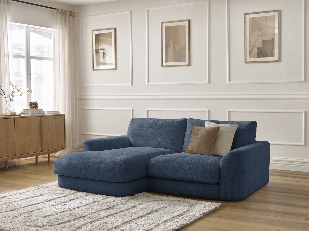 Bobochic Leonore Ecksofa Strukturstoff Dunkelblau Ecke links