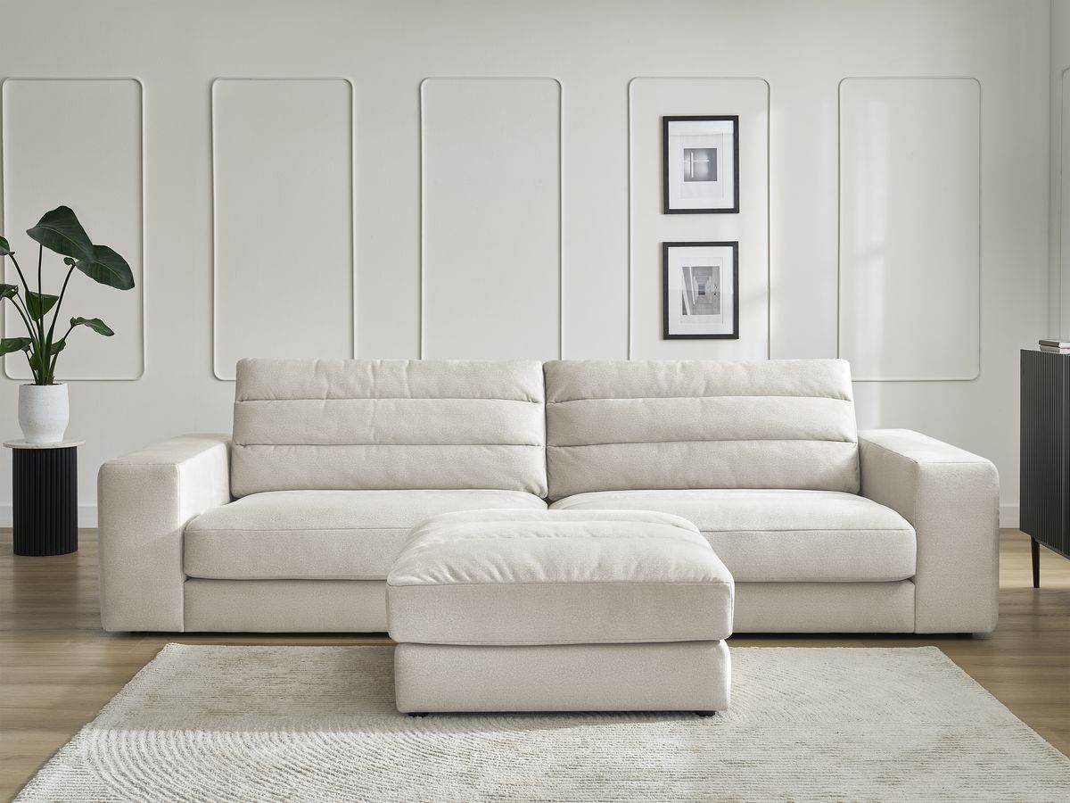 Bobochic Sierra Sofa 4-Sitzer mit Pouf Samt Beige