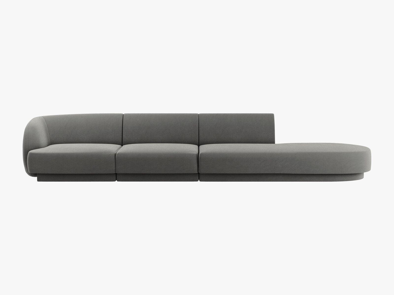 Micadoni Sofa Miley 4-Sitzer Rechts Samt Bluvel Hellgrau
