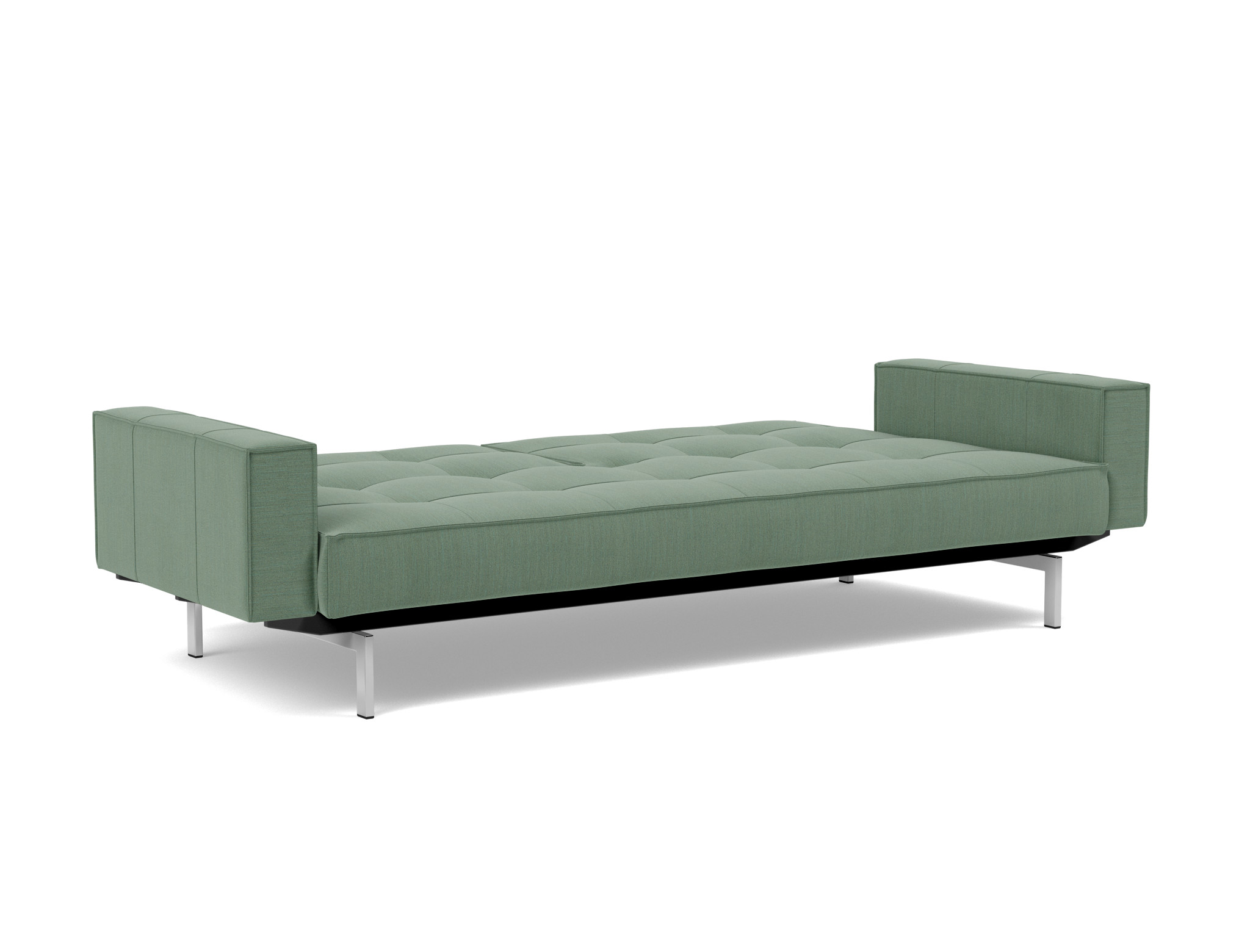 Schlafsofa Splitback mit Armlehnen Flachgewebe Elegance 518-Green Beine Chrom