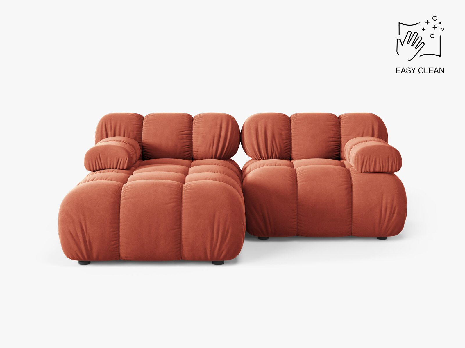 Micadoni Modulares Ecksofa Bellis 3-Sitzer Links Samt Venus Koralle