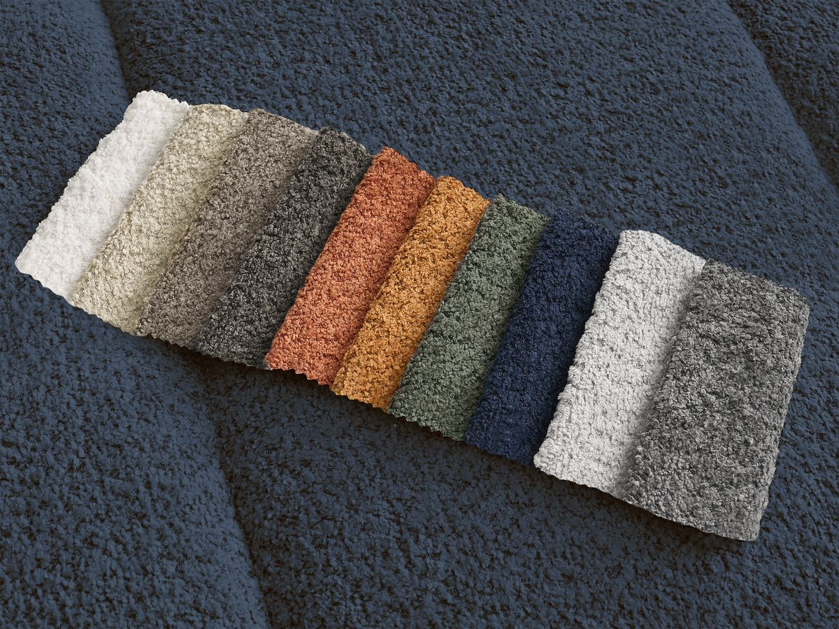 Bobochic Pamira Sofa 5-Sitzer Bouclé-Stoff Dunkelblau