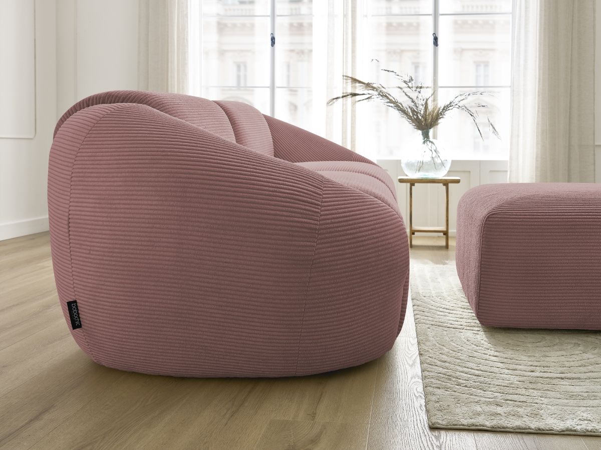 Bobochic Tina Sofa 4-Sitzer mit Pouf Cordsamt Rosa