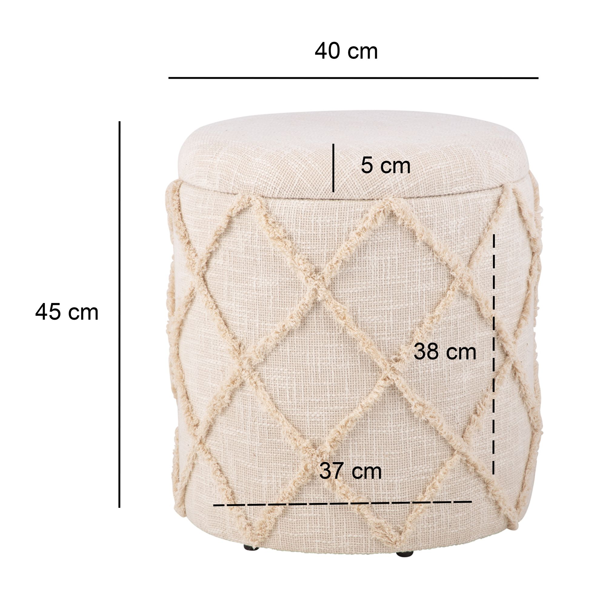 Sitzhocker Oppheim Stoff Creme Ø 40 cm