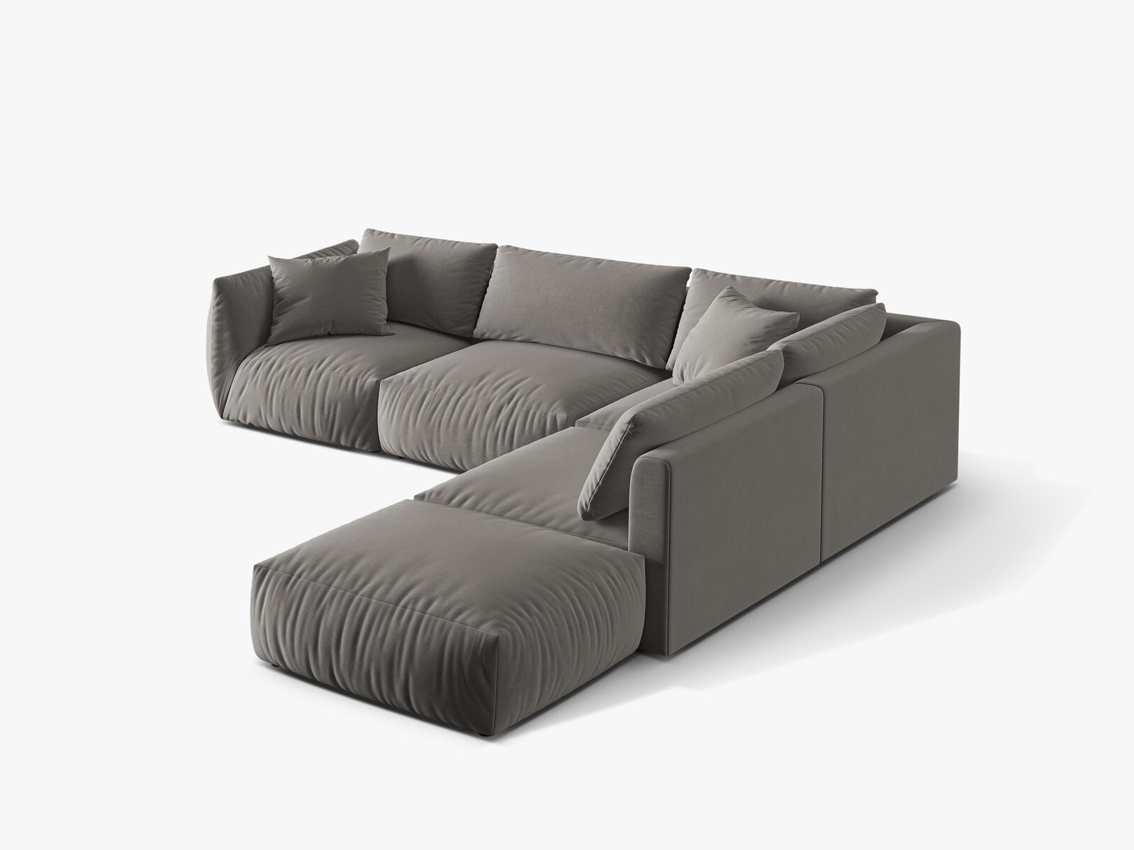Micadoni Modulares Ecksofa Chris 4-Sitzer Rechts Samt Grau