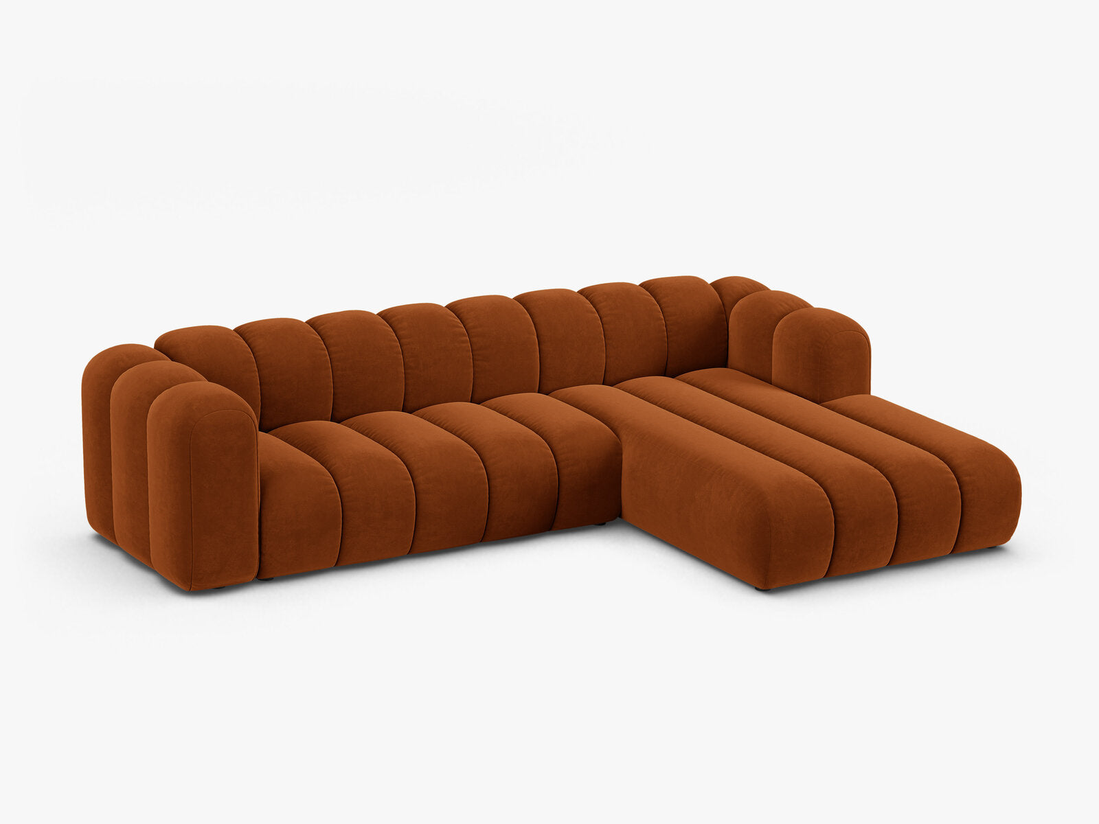 Micadoni Modulares Ecksofa Lupine 4-Sitzer Rechts Samt Salvador Terrakotta