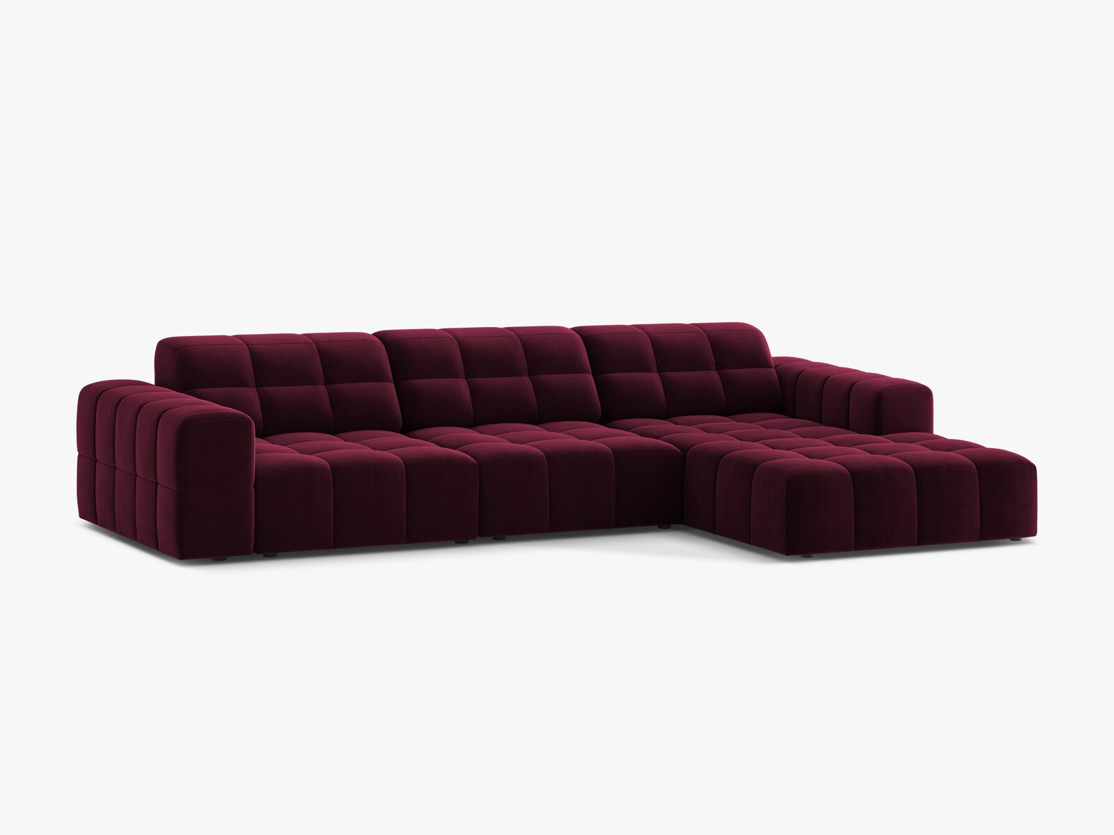 Micadoni Ecksofa Jennifer 4-Sitzer Rechts Samt Venus Burgunder