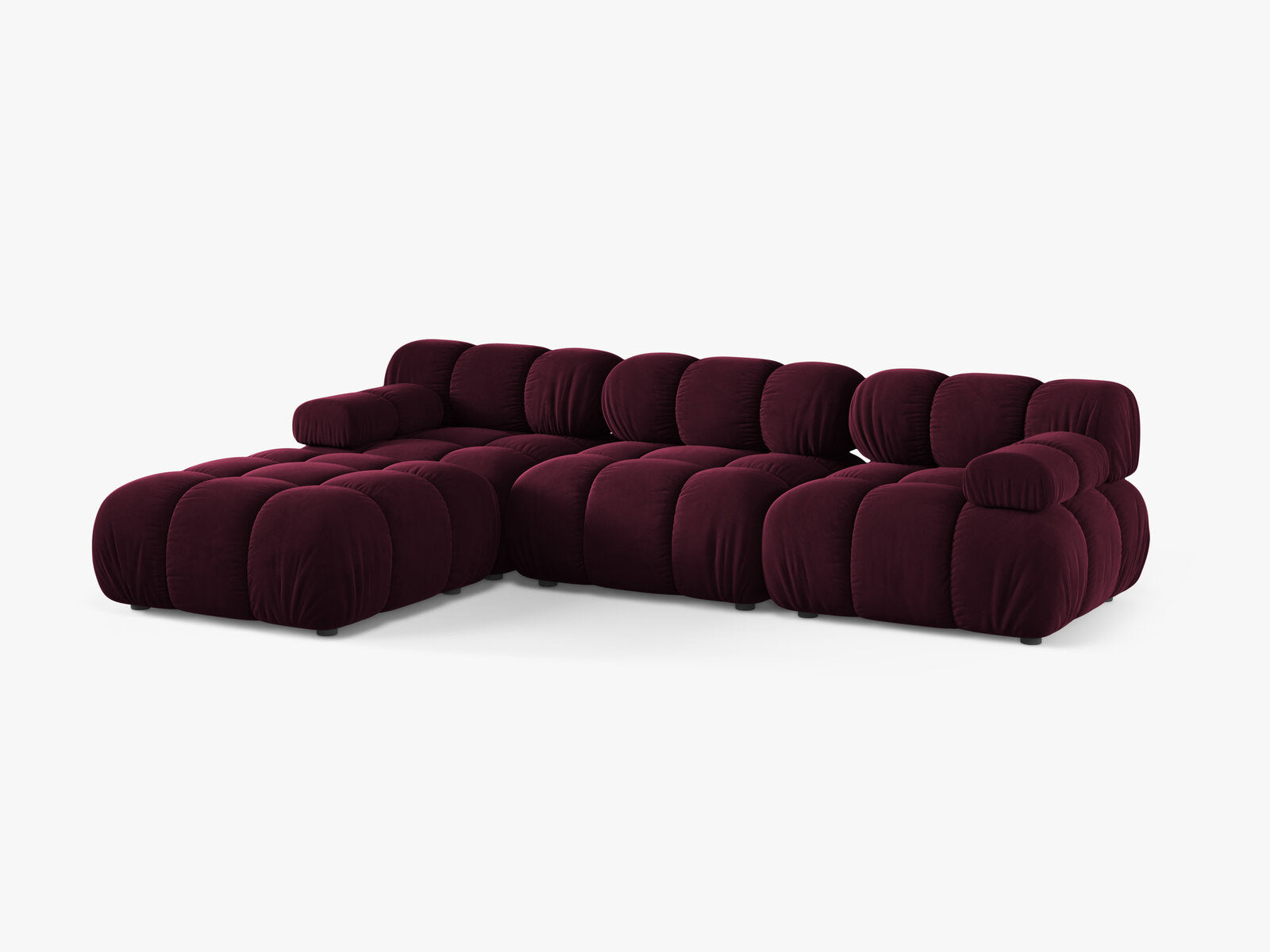 Micadoni Modulares Sofa Bellis 4-Sitzer mit flachem Modul Samt Venus Burgunder