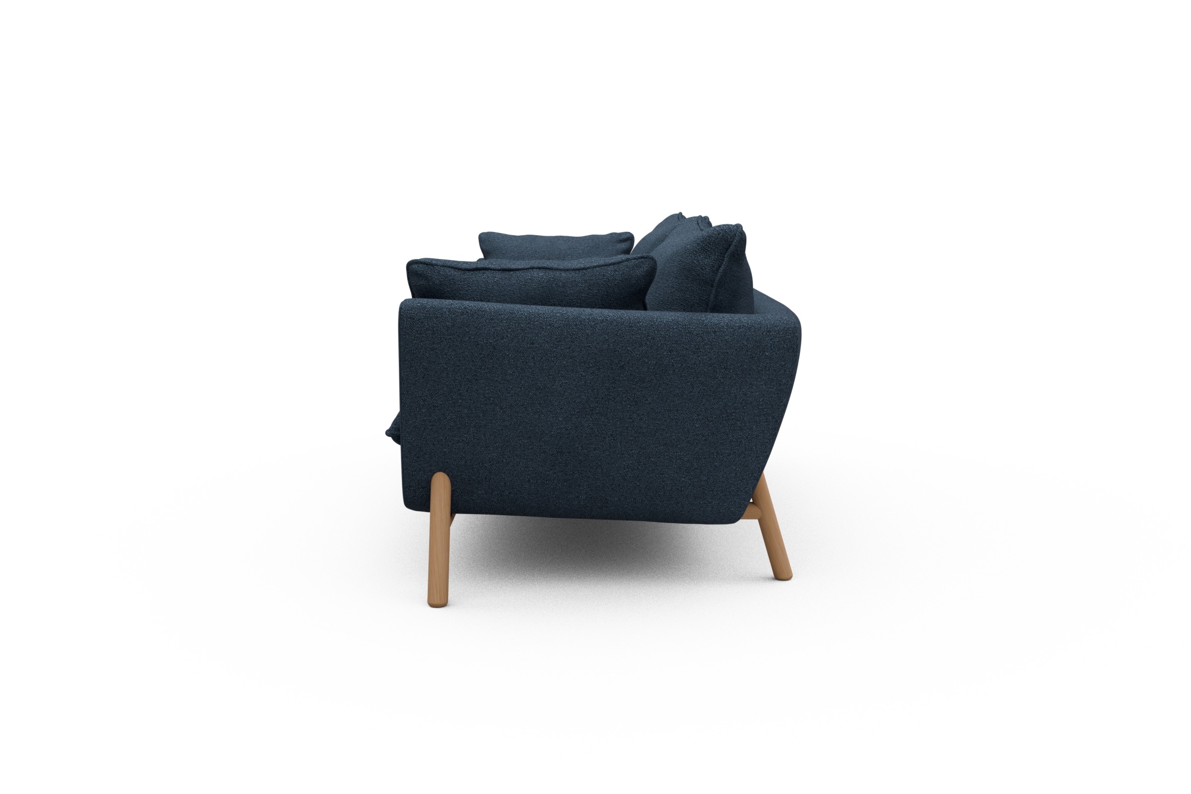 Sofa Emil PREMIUM 3-Sitzer Beinfarbe Eiche Natur Boucle-Blue